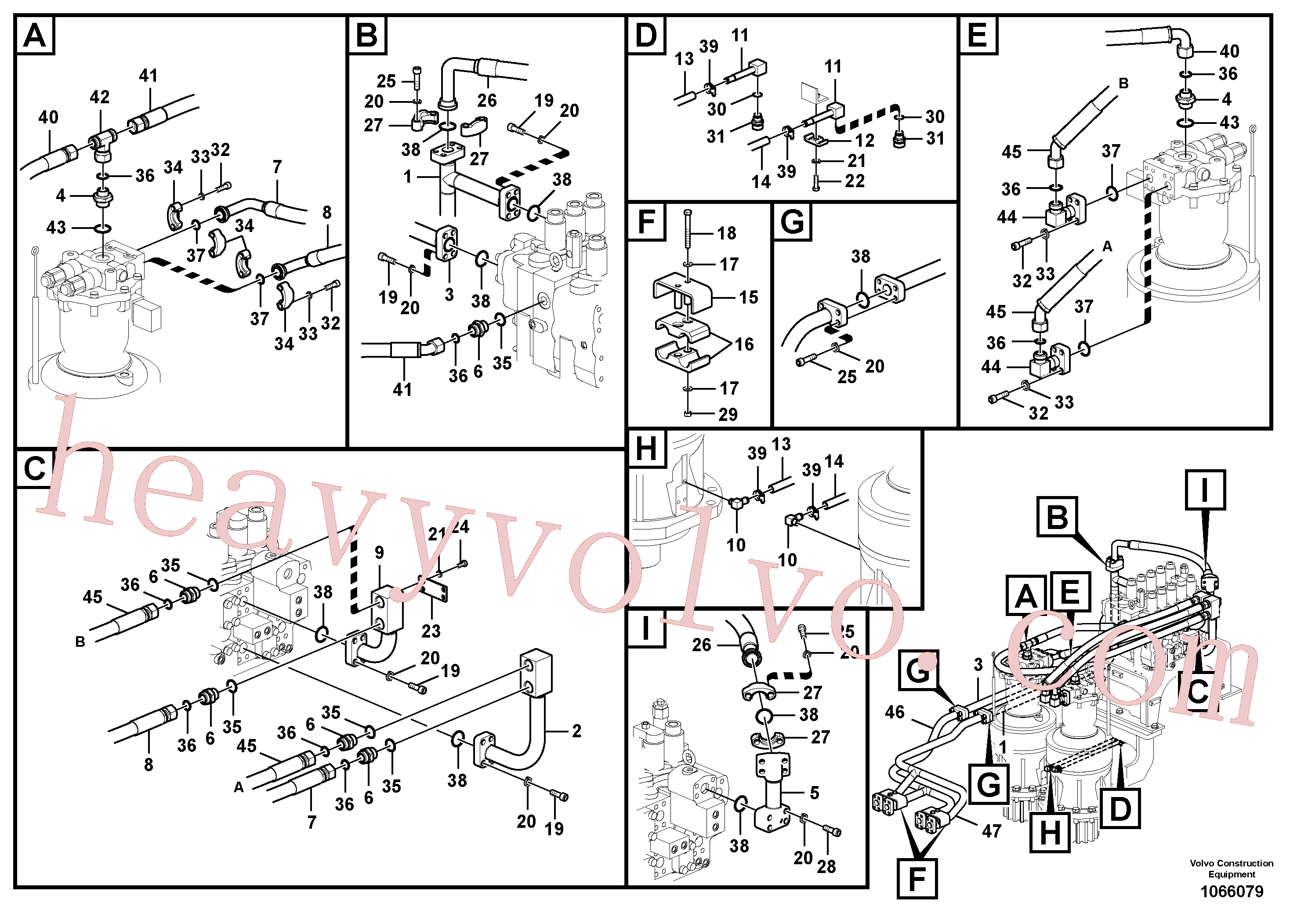 VOE14543160 for Volvo Hydraulic system, control valve to boom and swing(1066079 assembly)