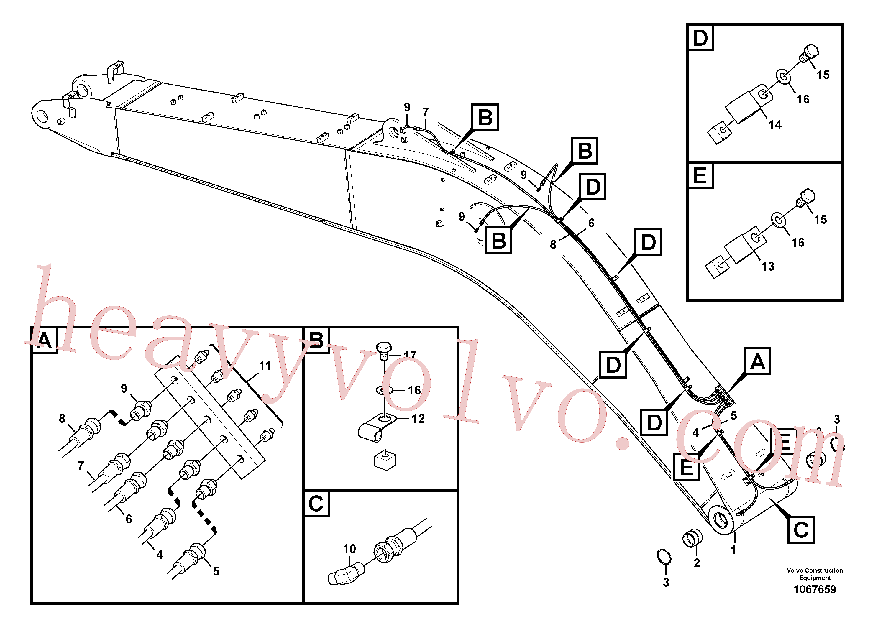 VOE14606529 for Volvo Boom and grease piping(1067659 assembly)