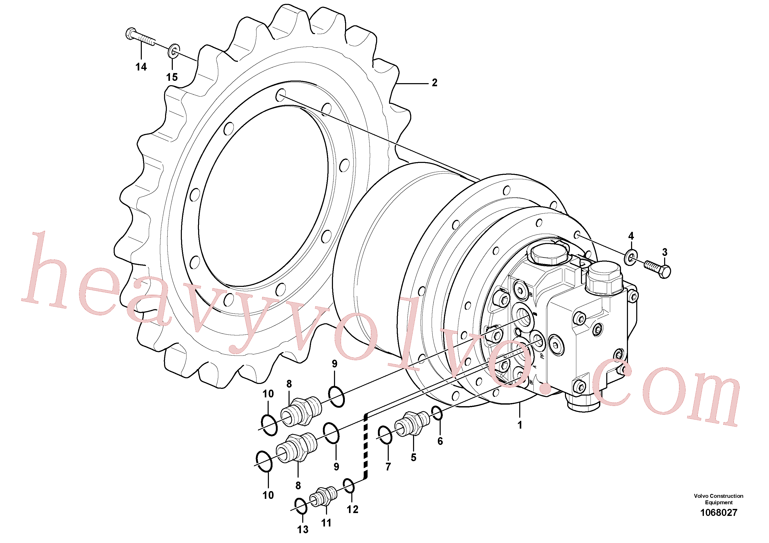 VOE15092805 for Volvo Travel motor with mounting parts(1068027 assembly)