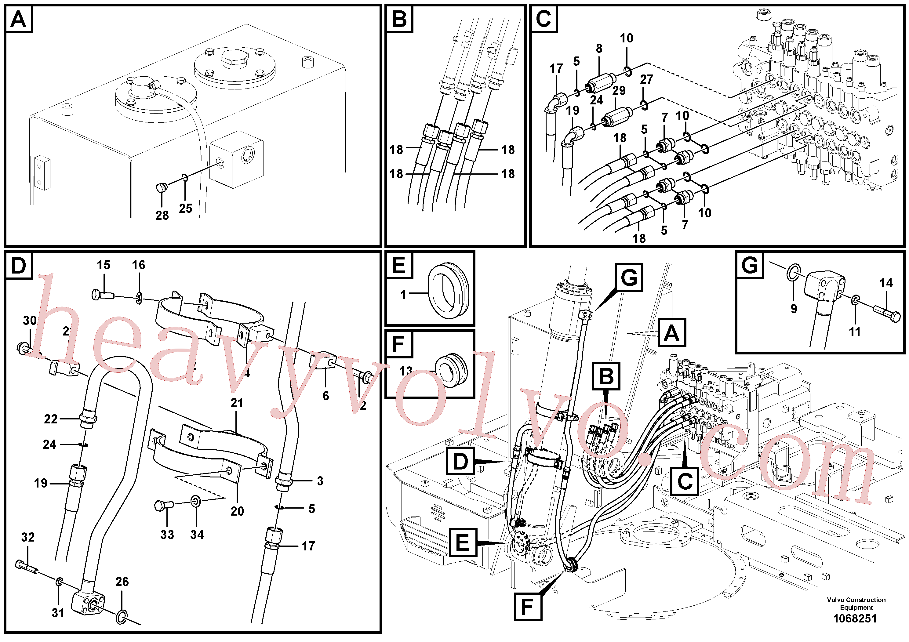 SA9419-11240 for Volvo Hydraulic system, control valve to boom(1068251 assembly)