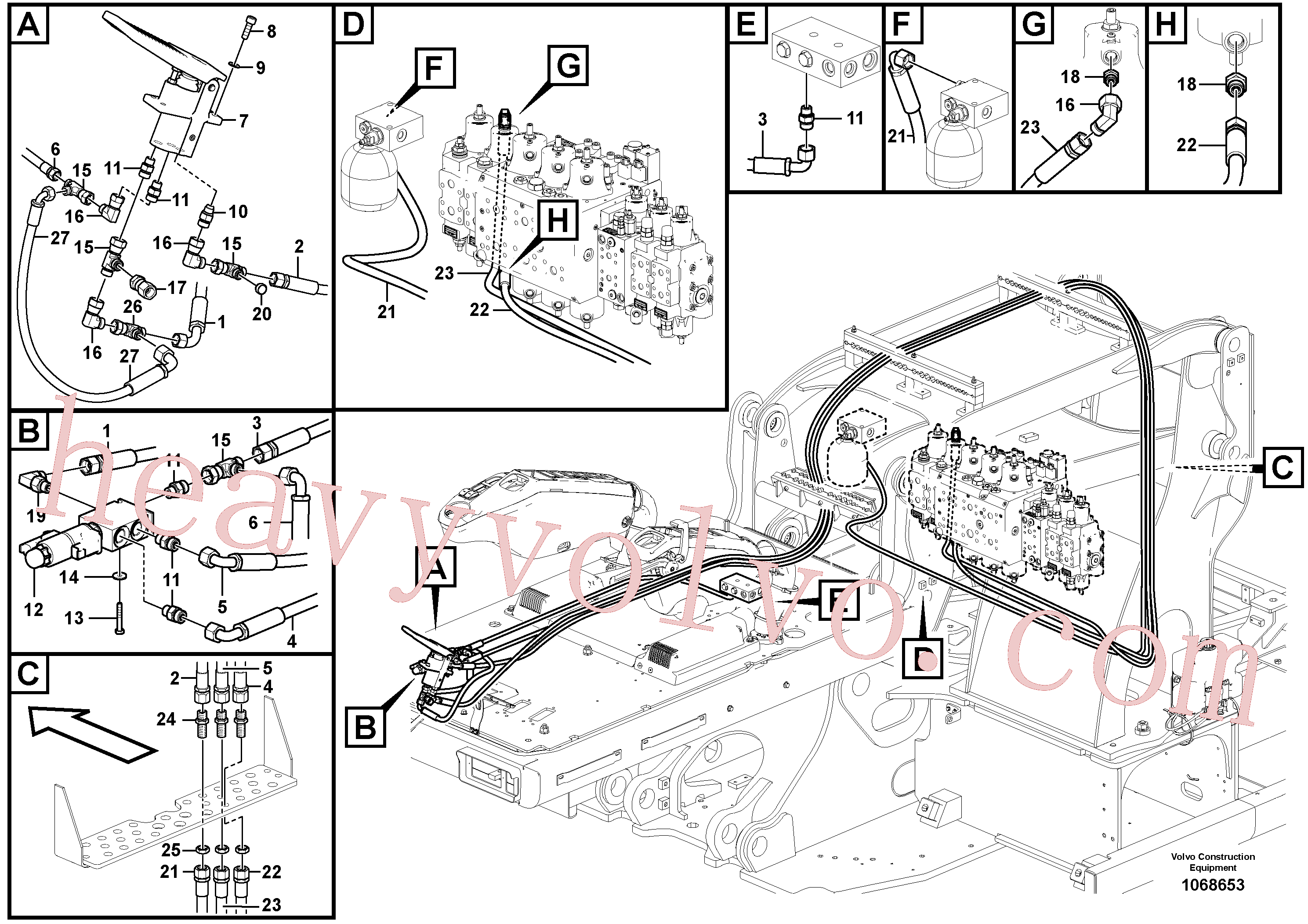 VOE937565 for Volvo Servo system, control valve to remote control valve pedal(1068653 assembly)