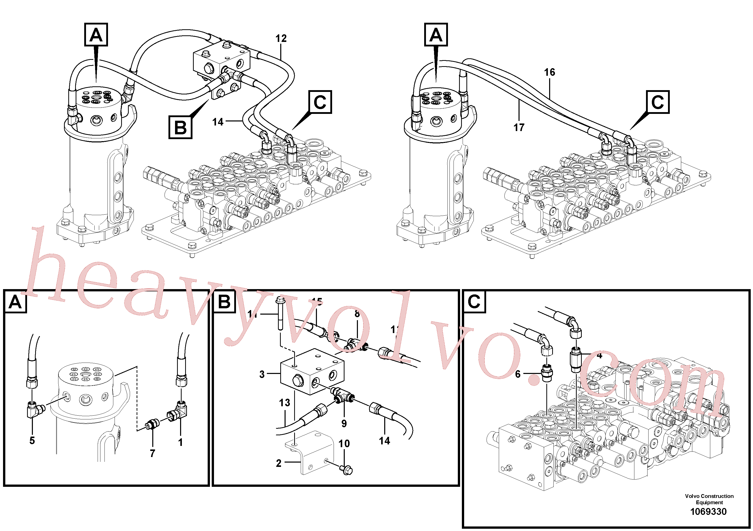 VOE936398 for Volvo Working hydraulics, dozer blade upper(1069330 assembly)