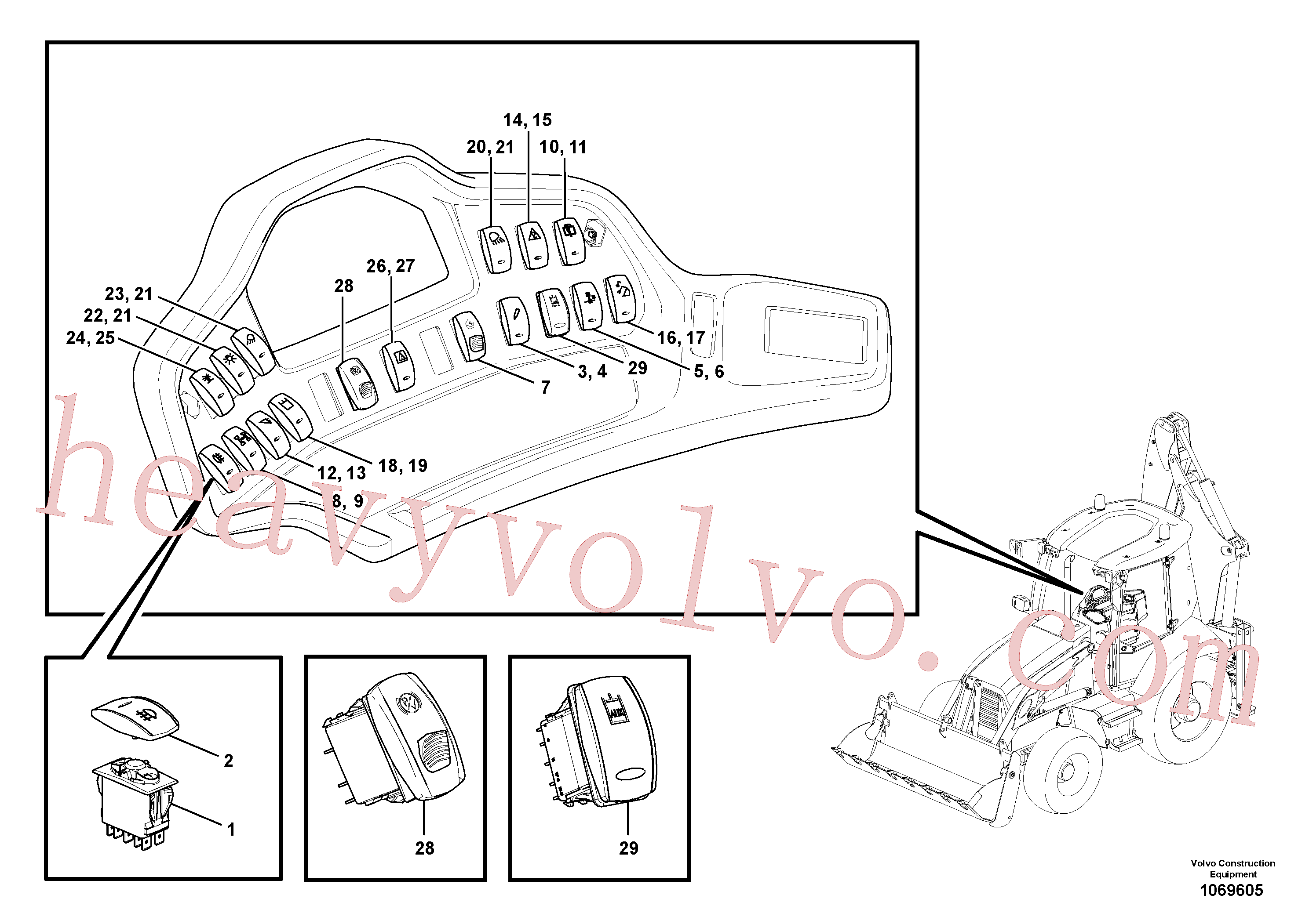 VOE15600946 for Volvo Switch panel(1069605 assembly)