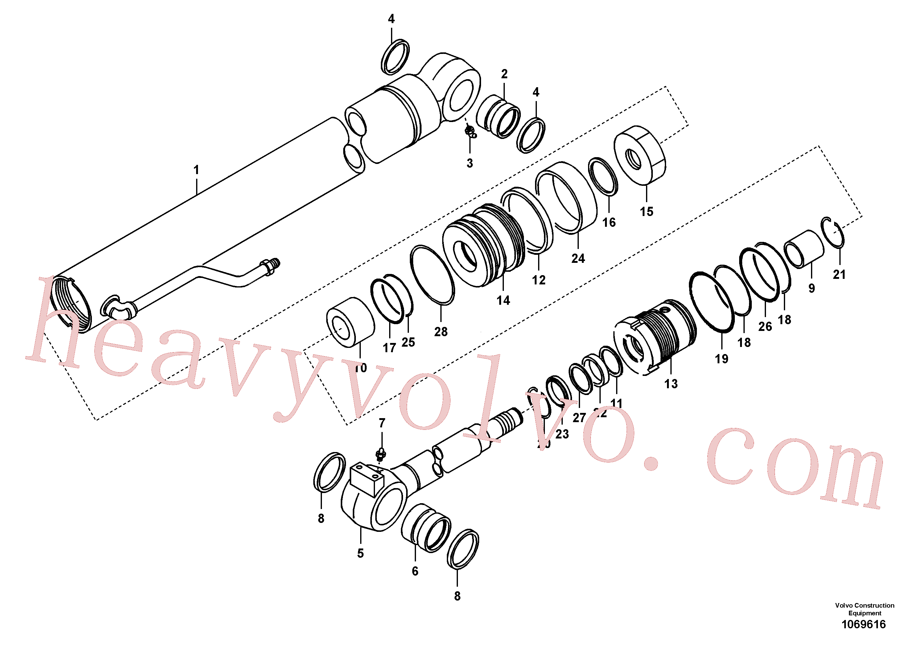 SA9125-33000 for Volvo Boom cylinder(1069616 assembly)