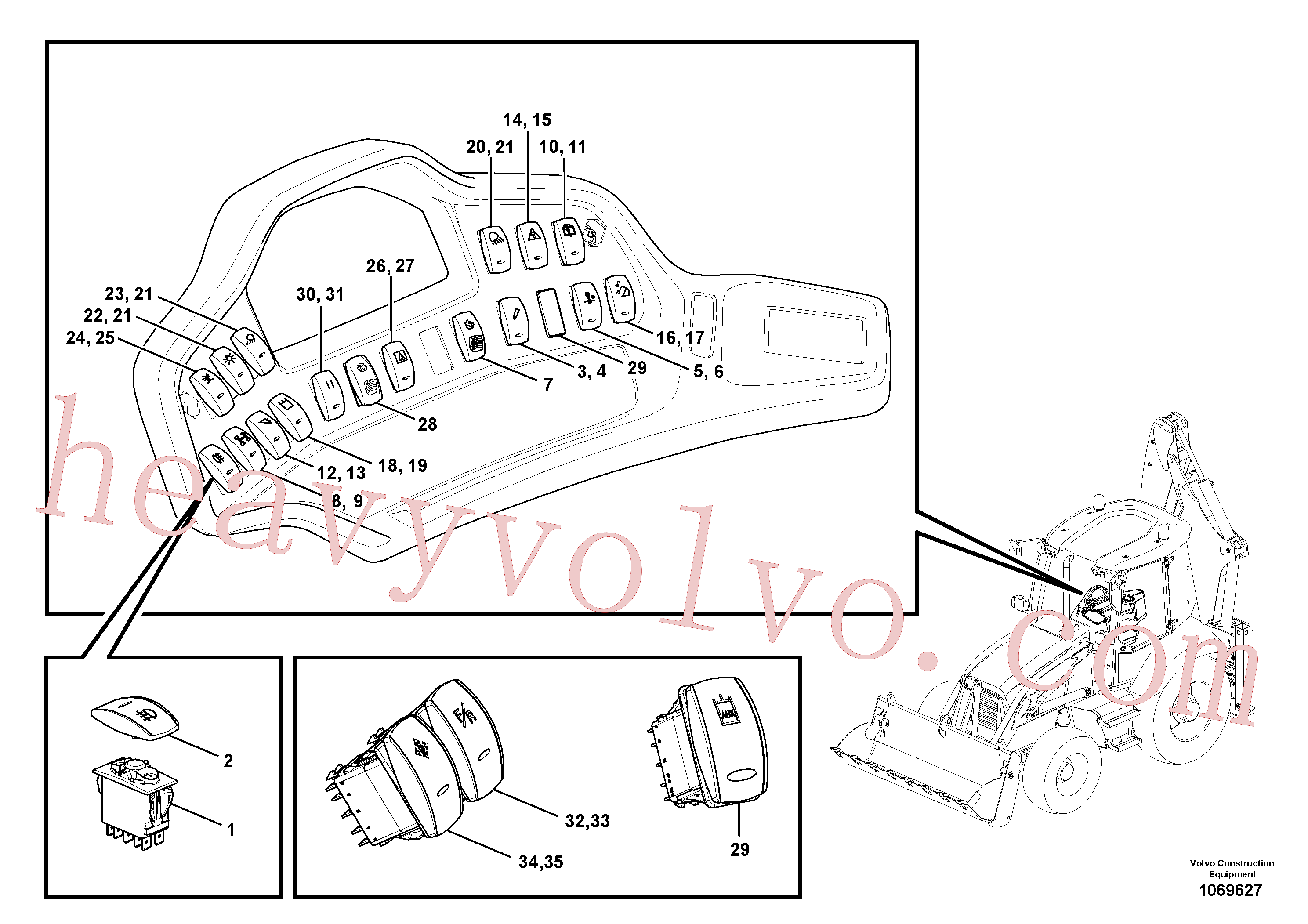 VOE15600946 for Volvo Switch panel(1069627 assembly)