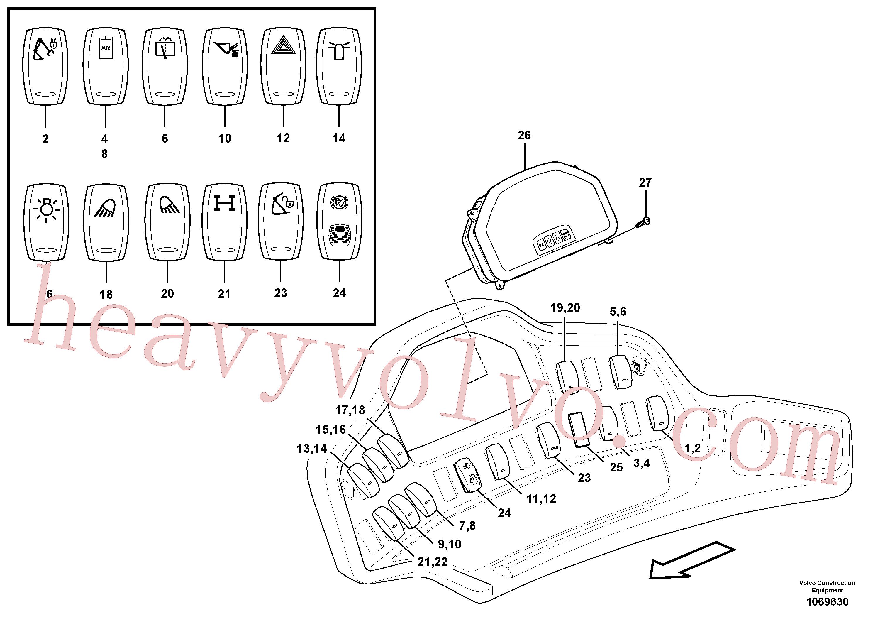 VOE15600946 for Volvo Switch panel(1069630 assembly)