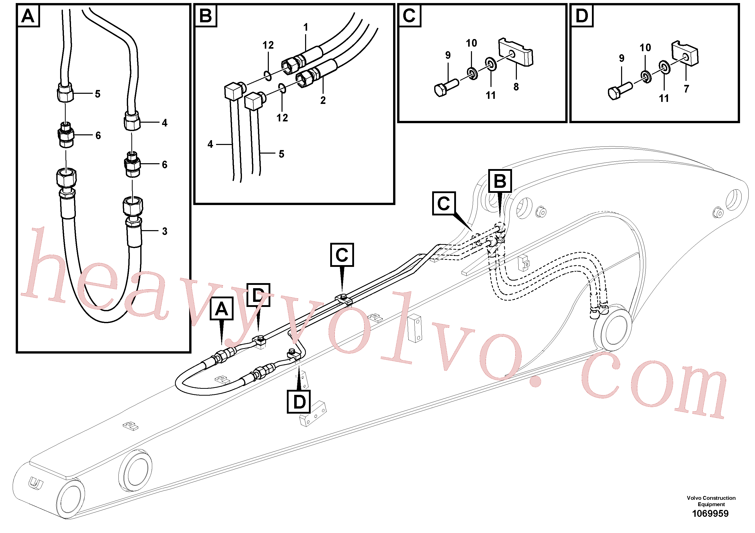 VOE14670185 for Volvo Working hydraulic, slope and rotator on dipper arm(1069959 assembly)