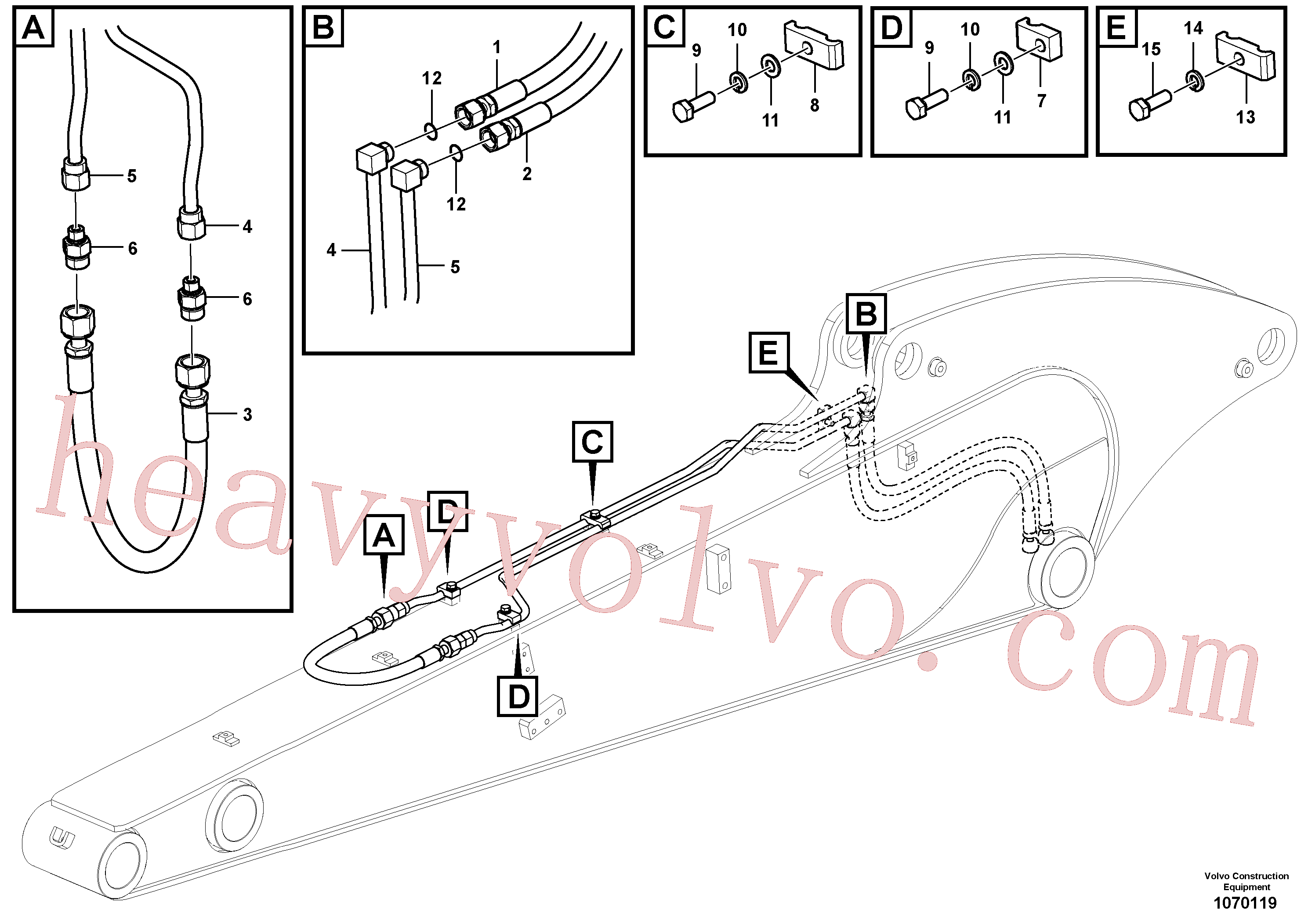 VOE14880478 for Volvo Working hydraulic, slope and rotator on dipper arm(1070119 assembly)