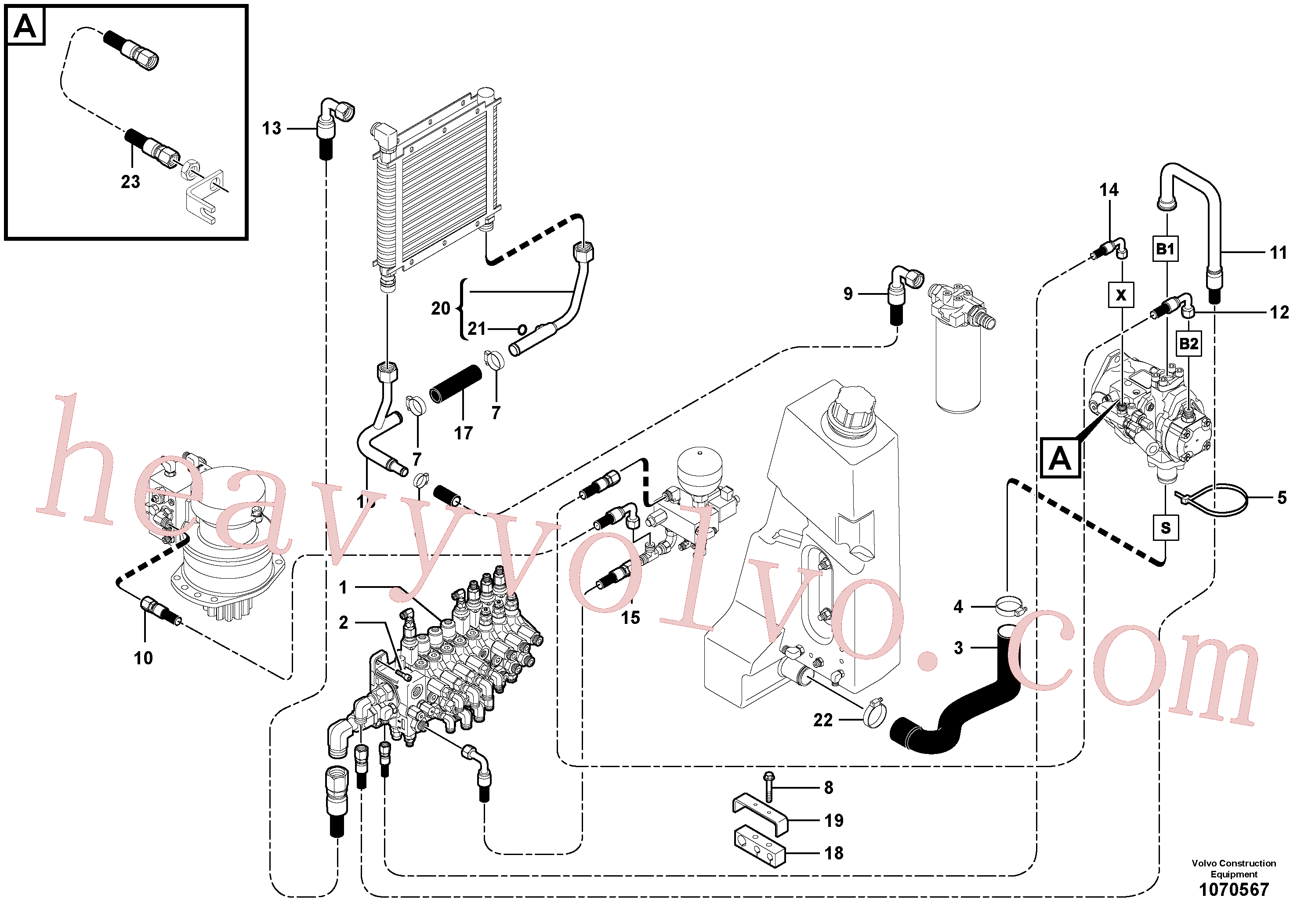 VOE11803332 for Volvo Hydraulic system: feed-and suction line(1070567 assembly)