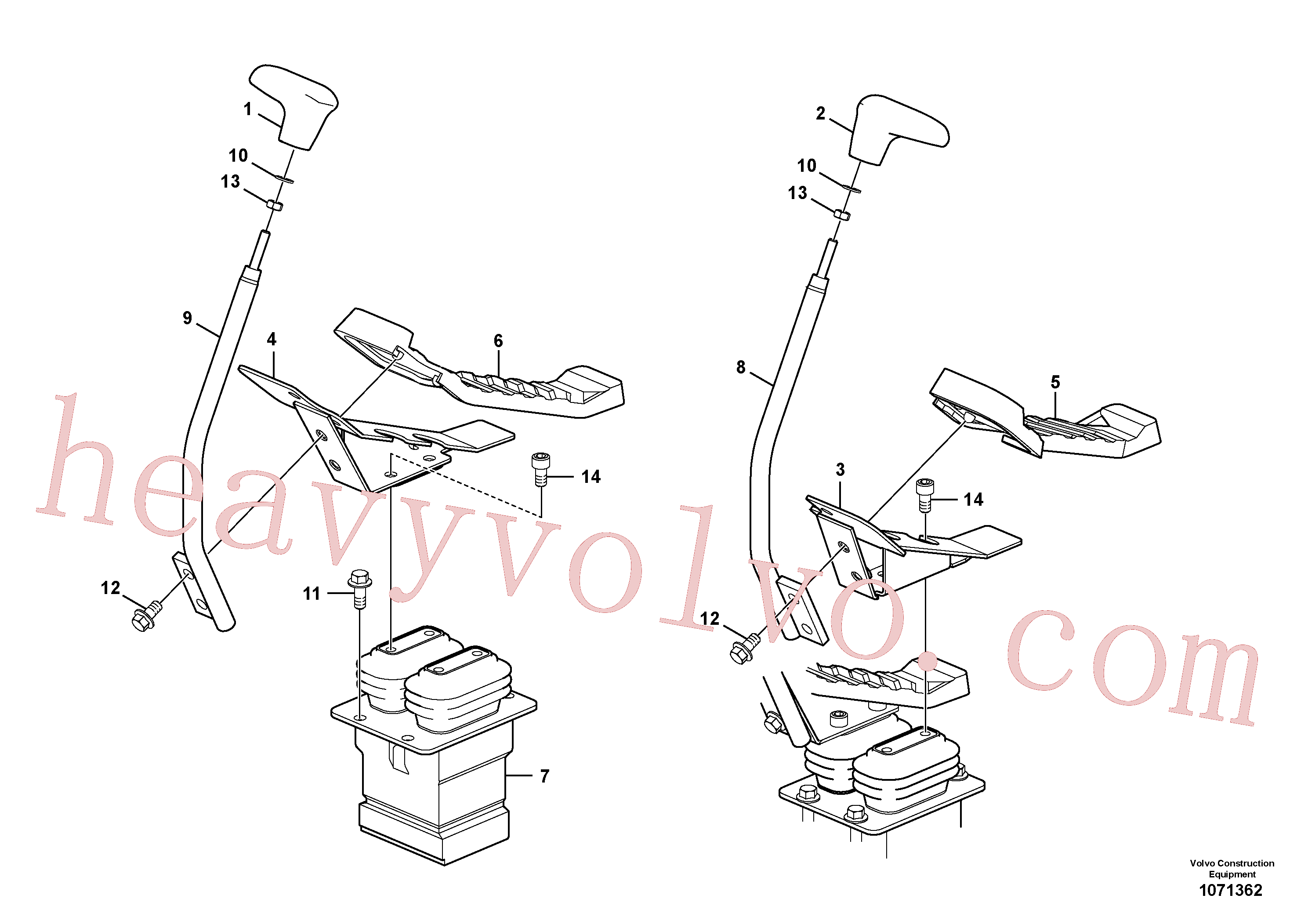 VOE14542407 for Volvo Remote control valve pedal with fitting parts(1071362 assembly)