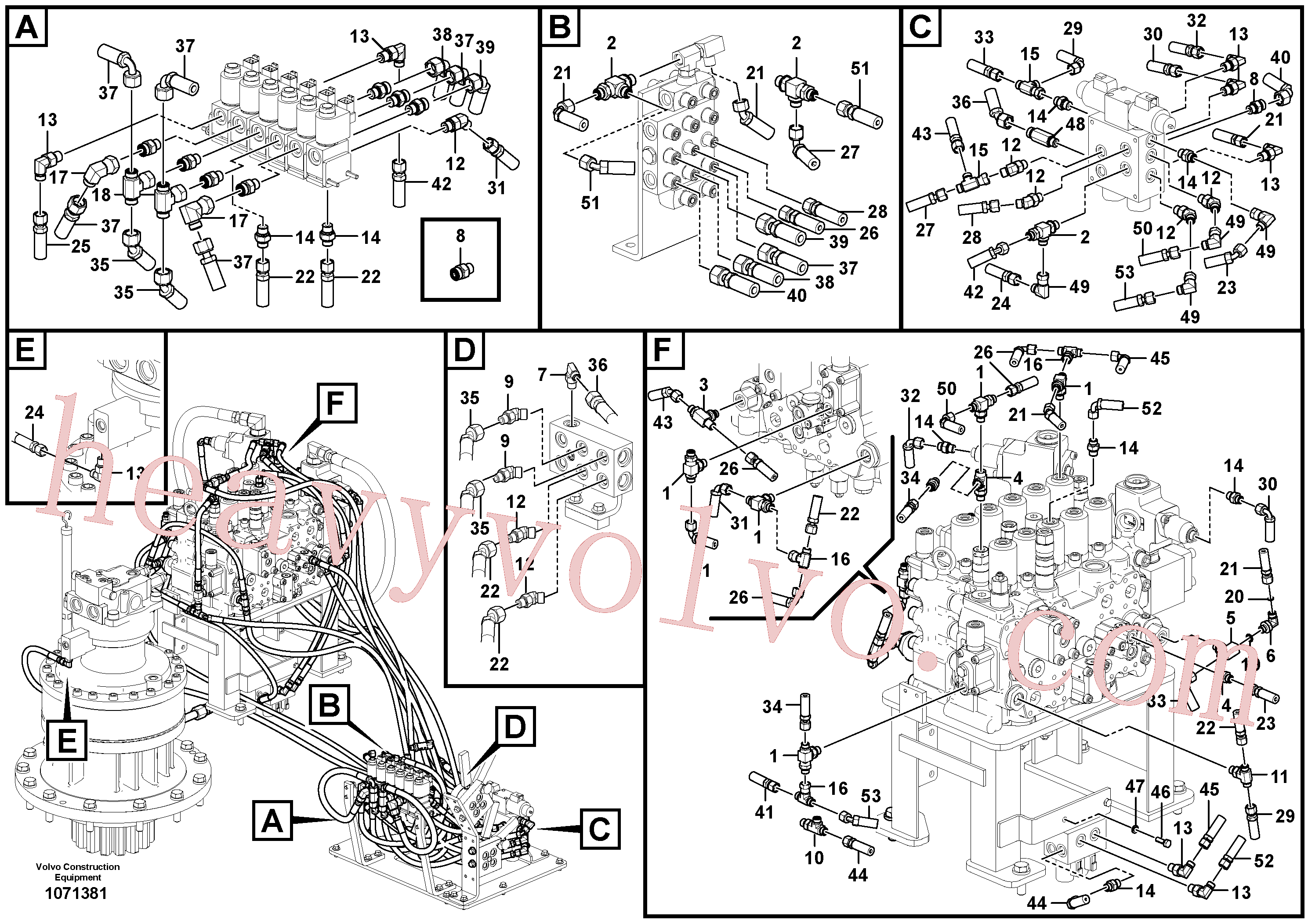 VOE937327 for Volvo Servo system, control valve to solenoid valve(1071381 assembly)