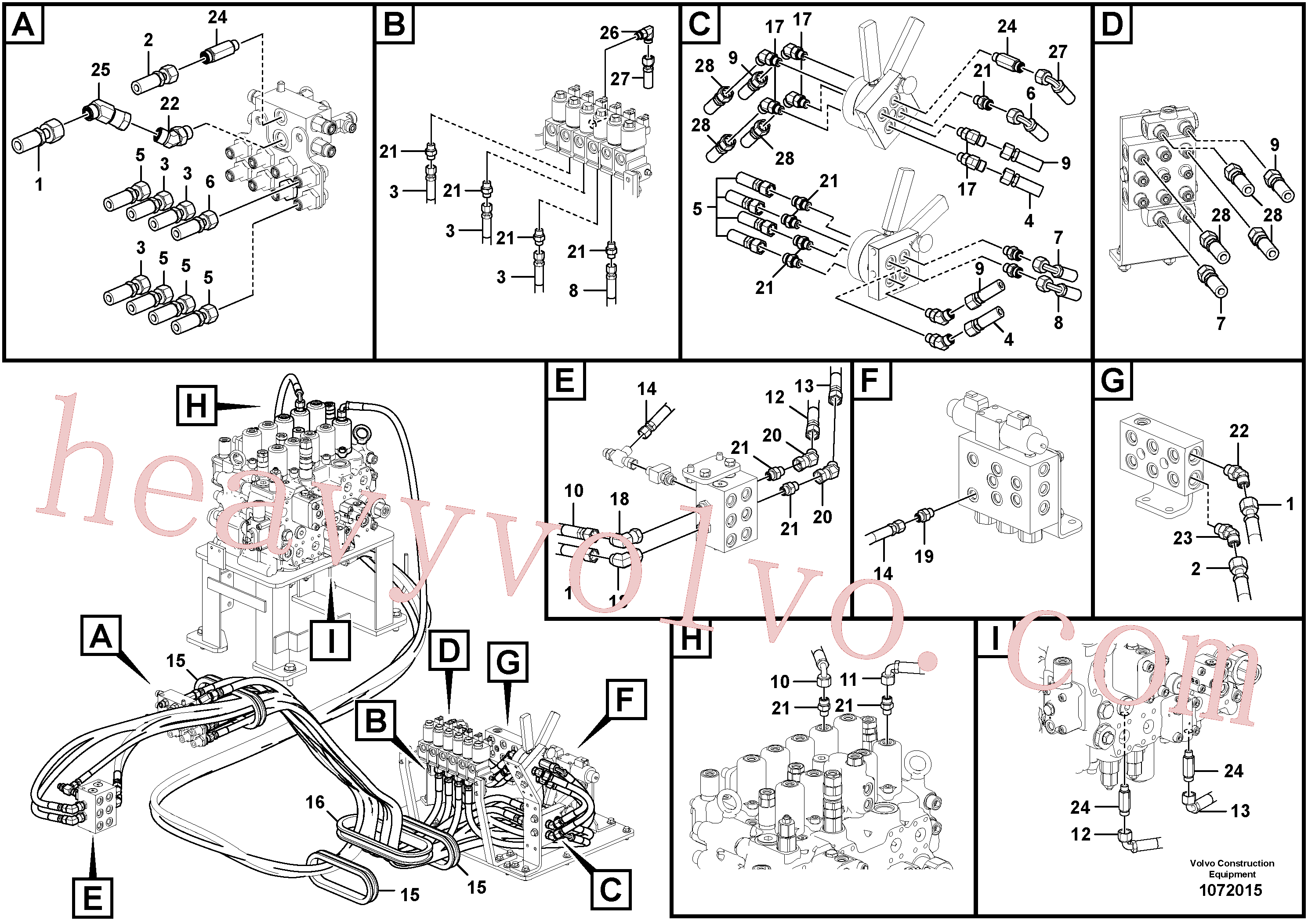 VOE939907 for Volvo Servo system, control valve to remote control valve(1072015 assembly)