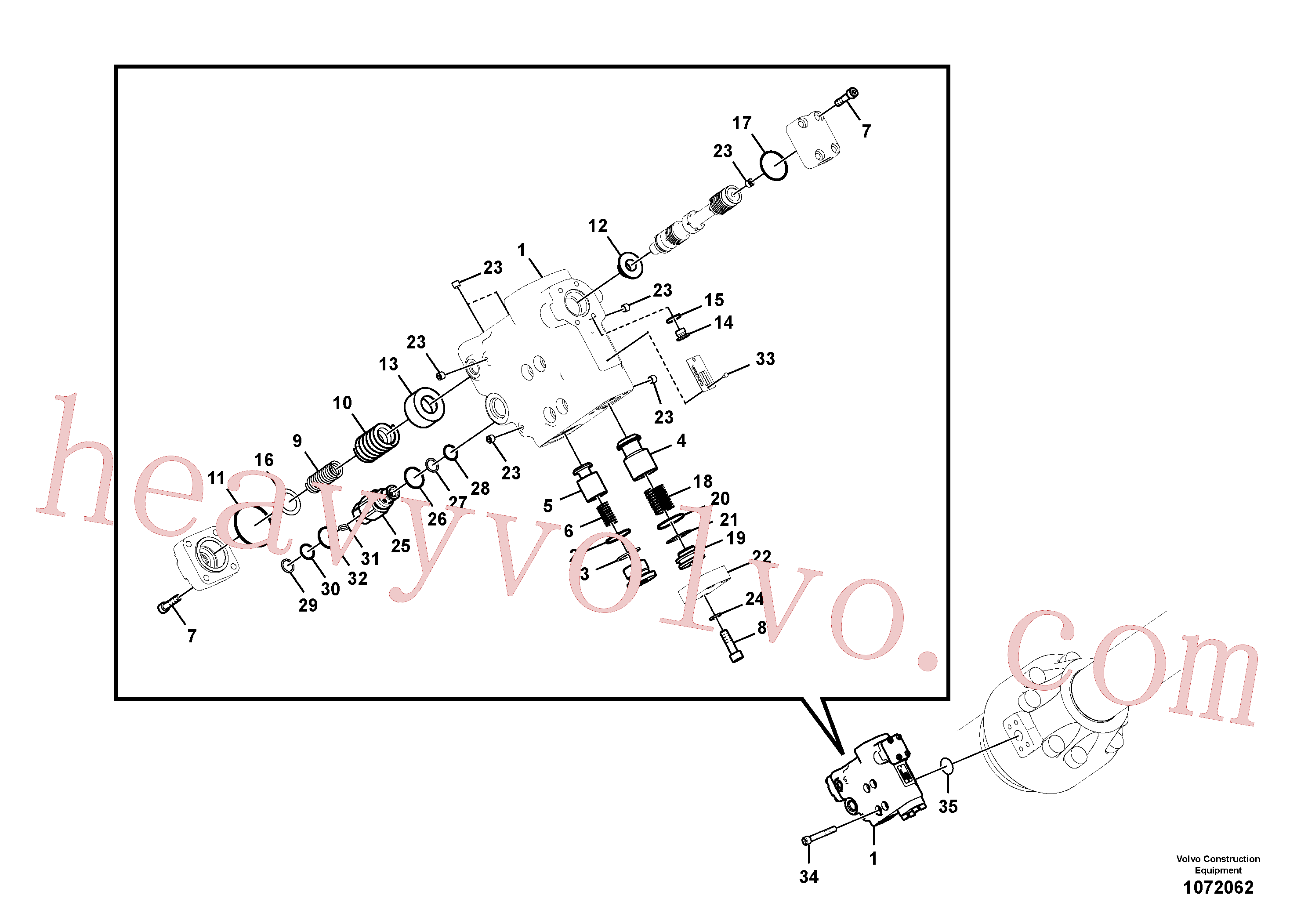 VOE990607 for Volvo Working hydraulic, dipper arm rupture valve mount.(1072062 assembly)