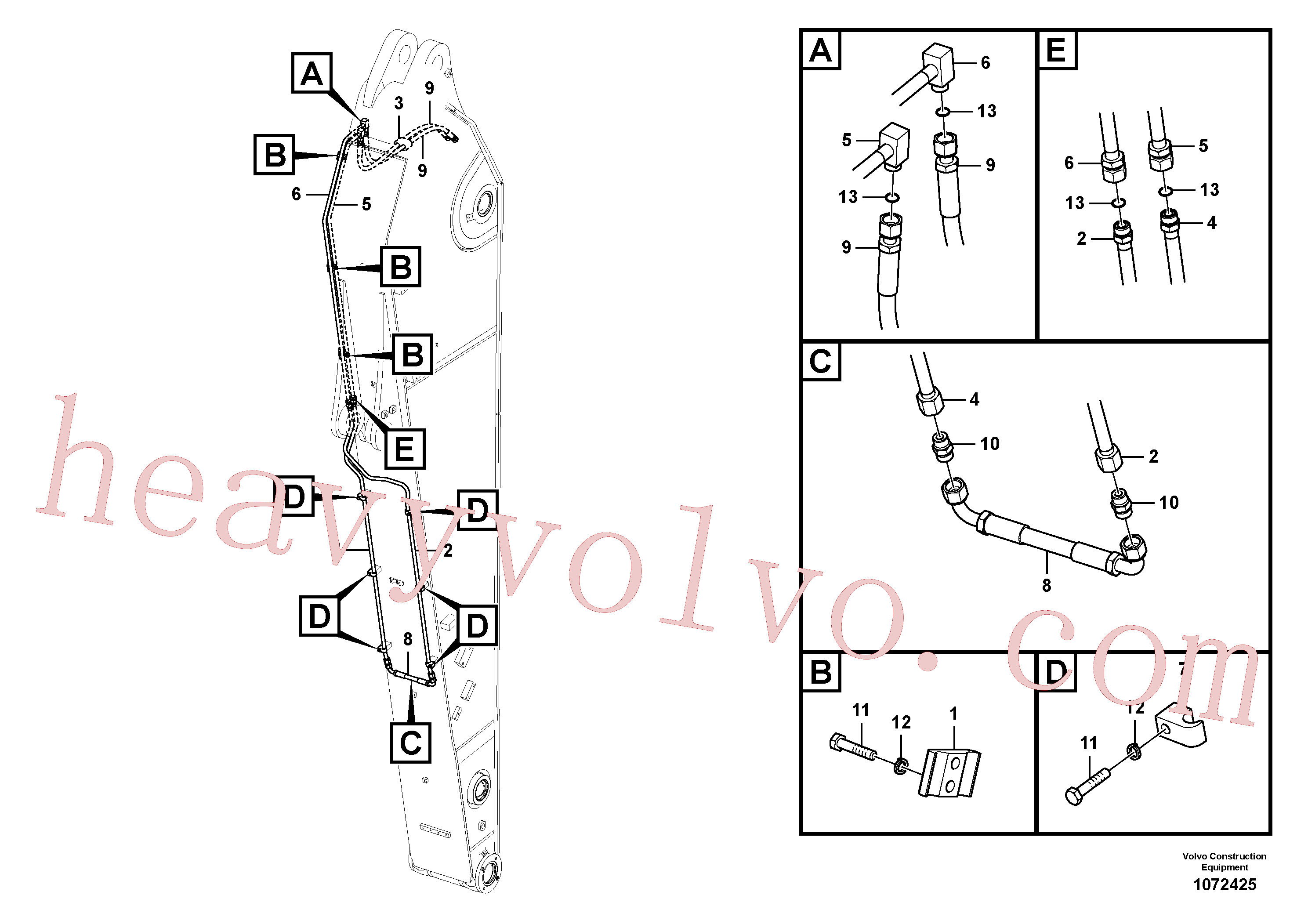 VOE14677237 for Volvo Working hydraulic, slope and rotator on dipper arm(1072425 assembly)