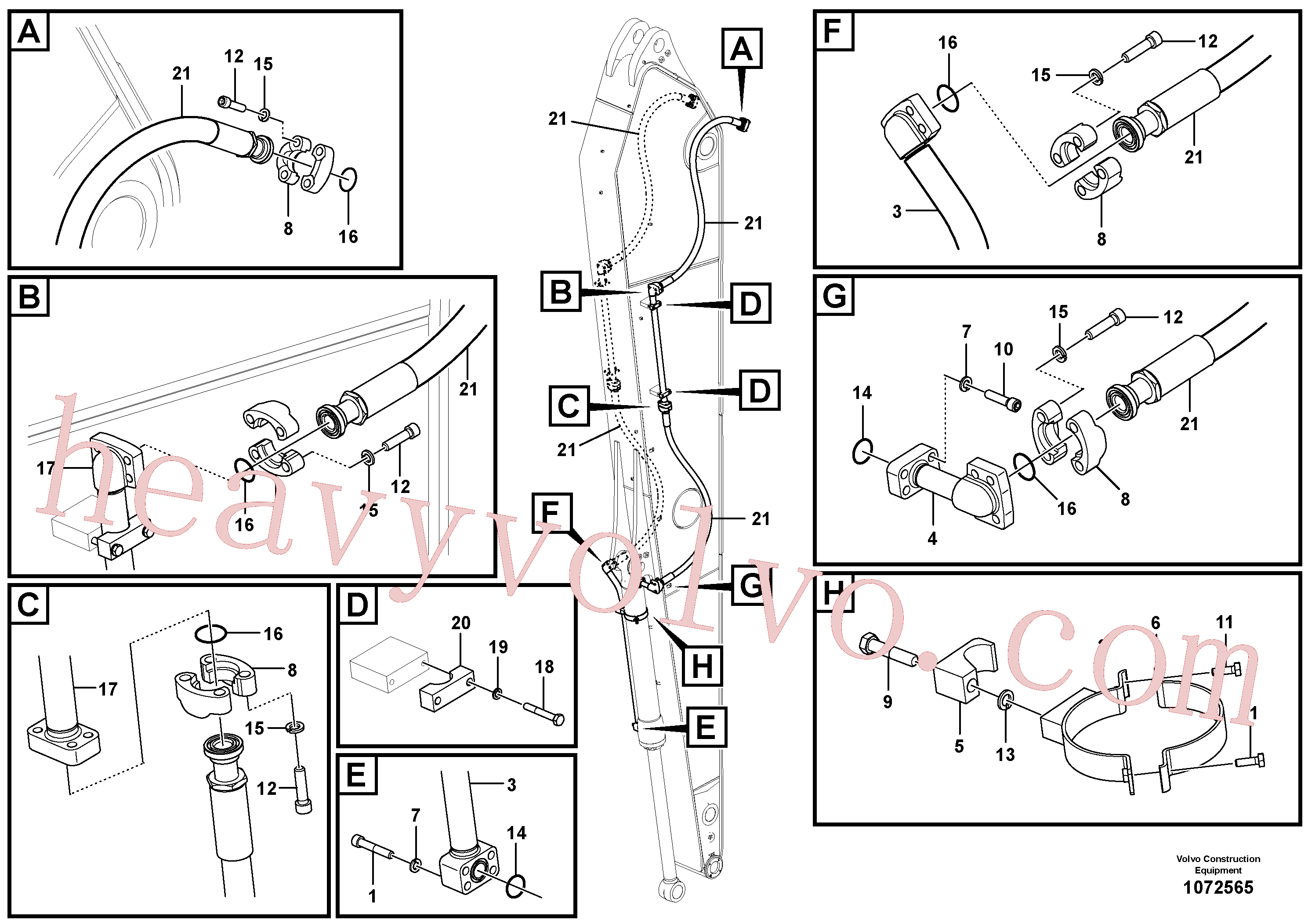 VOE14677998 for Volvo Working hydraulic, bucket cylinder on dipper arm(1072565 assembly)