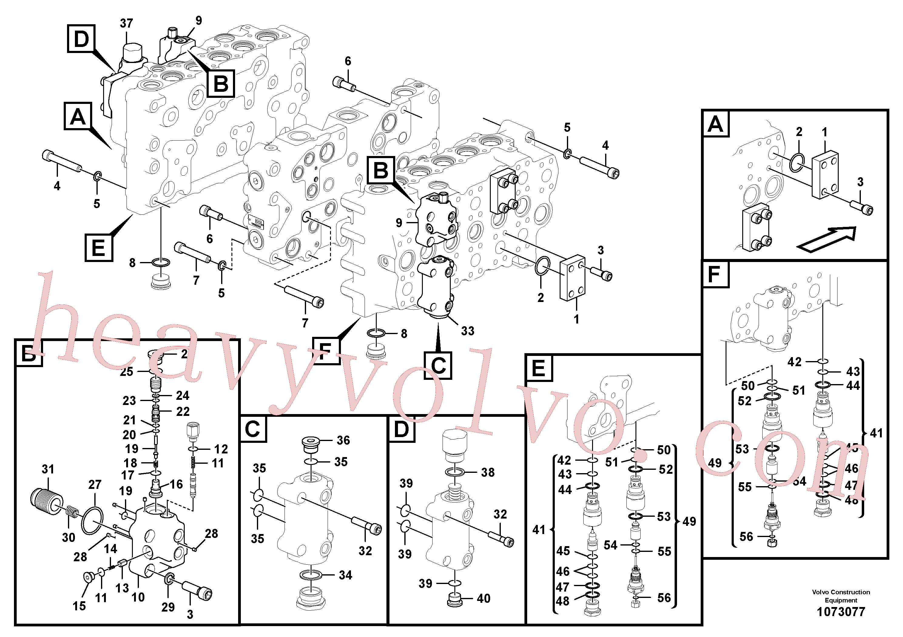 VOE984921 for Volvo Main control valve(1073077 assembly)