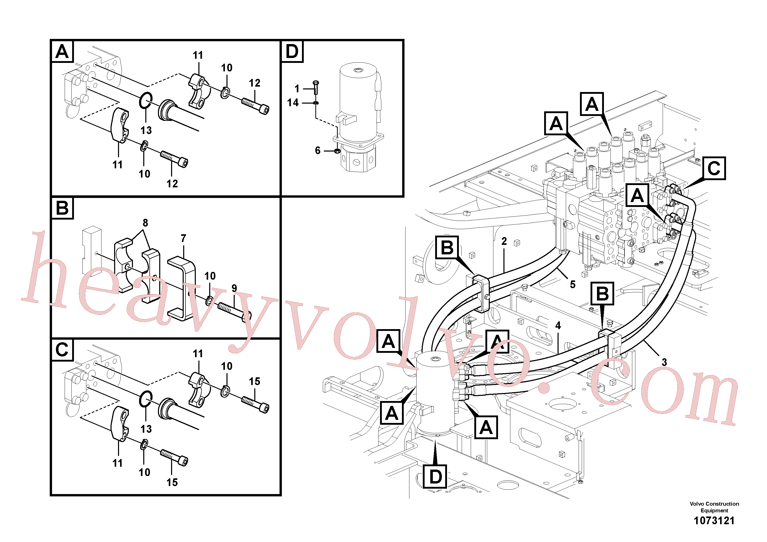 SA1042-07441 for Volvo Turning joint line, control valve to turning joint(1073121 assembly)