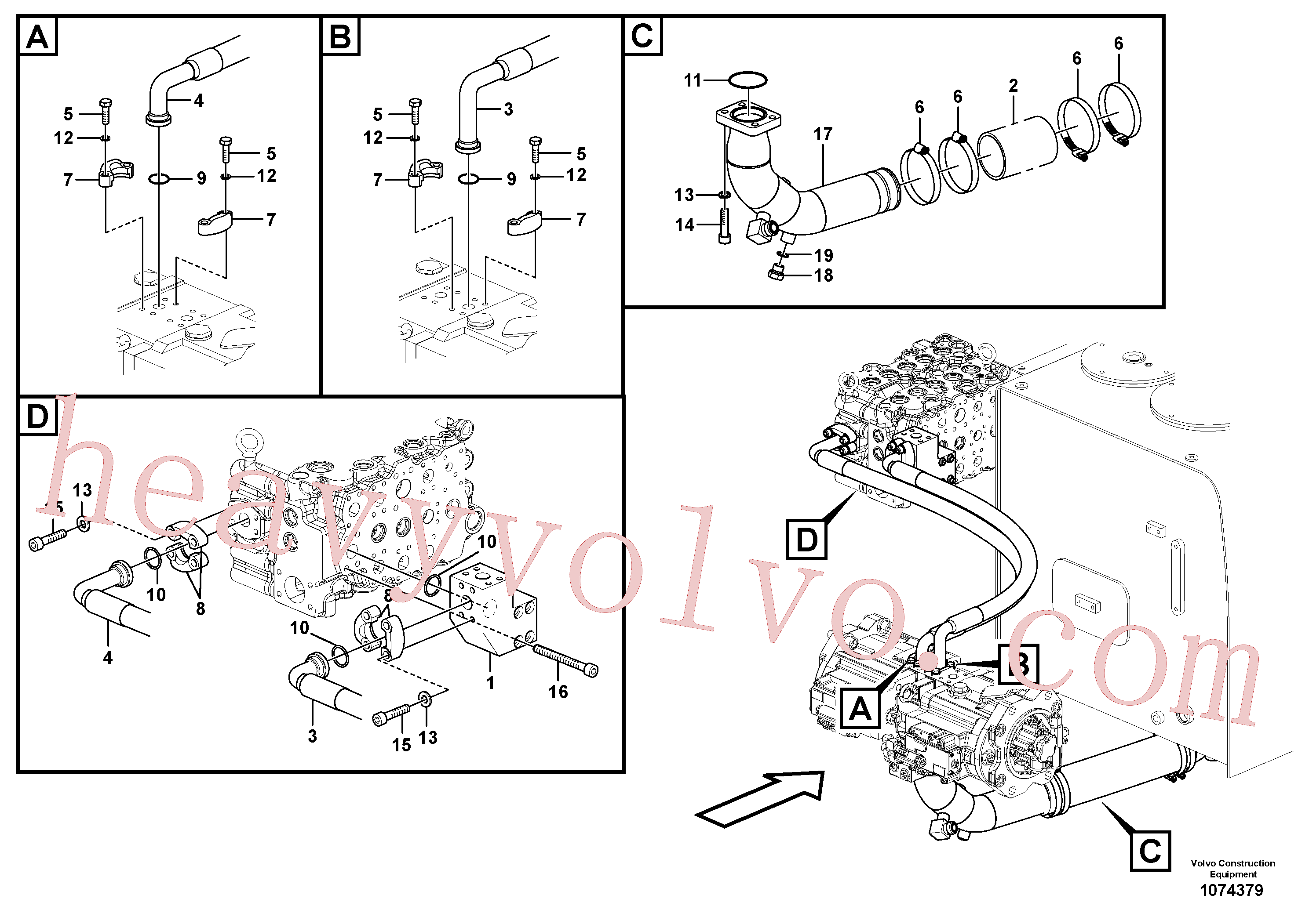 VOE14883765 for Volvo Hydraulic system, hydraulic tank to hydraulic pump(1074379 assembly)