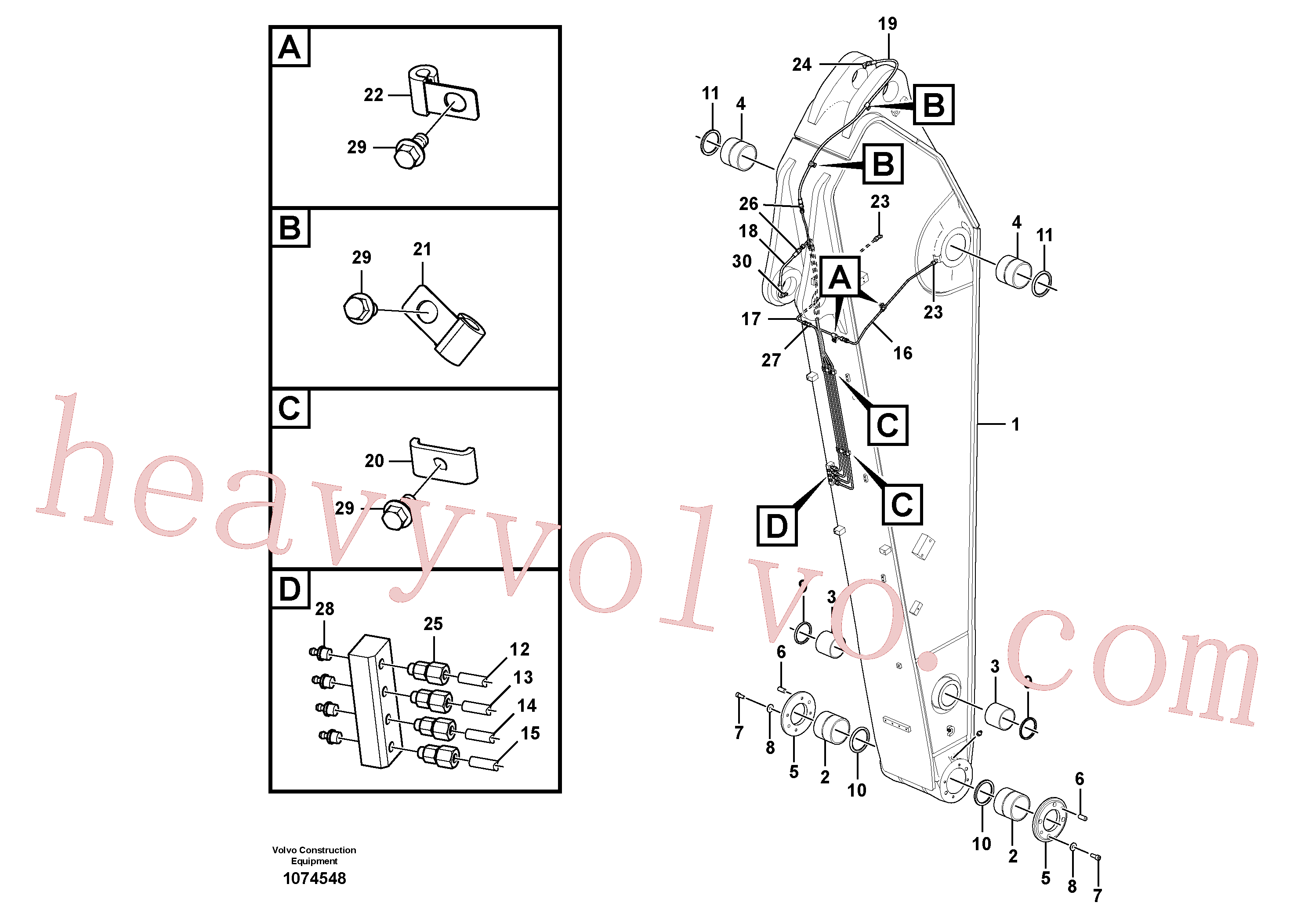 VOE14570259 for Volvo Dipper arm and grease piping with piping seat(1074548 assembly)