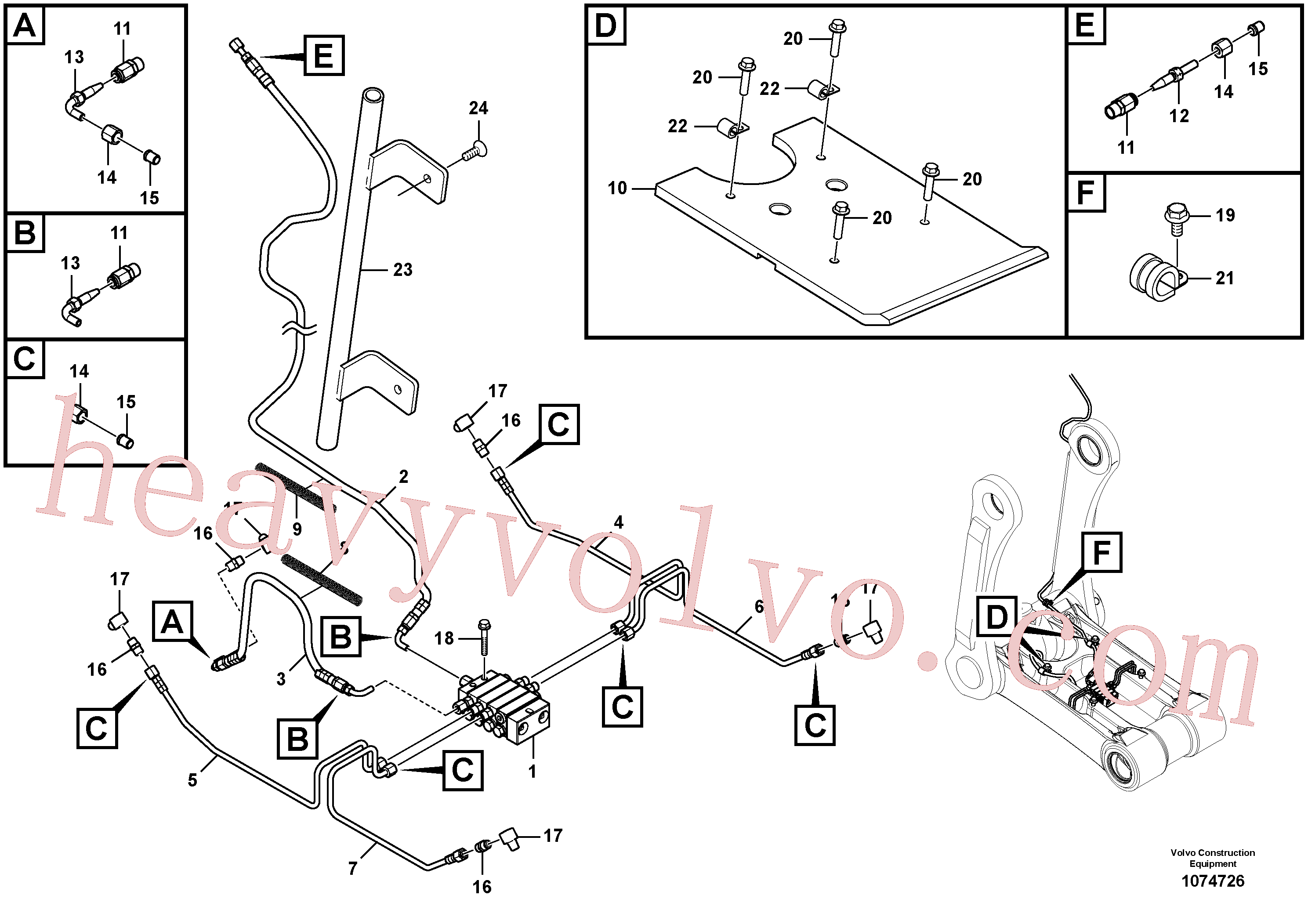 VOE14556672 for Volvo Automatic lubrication system, bucket link(1074726 assembly)