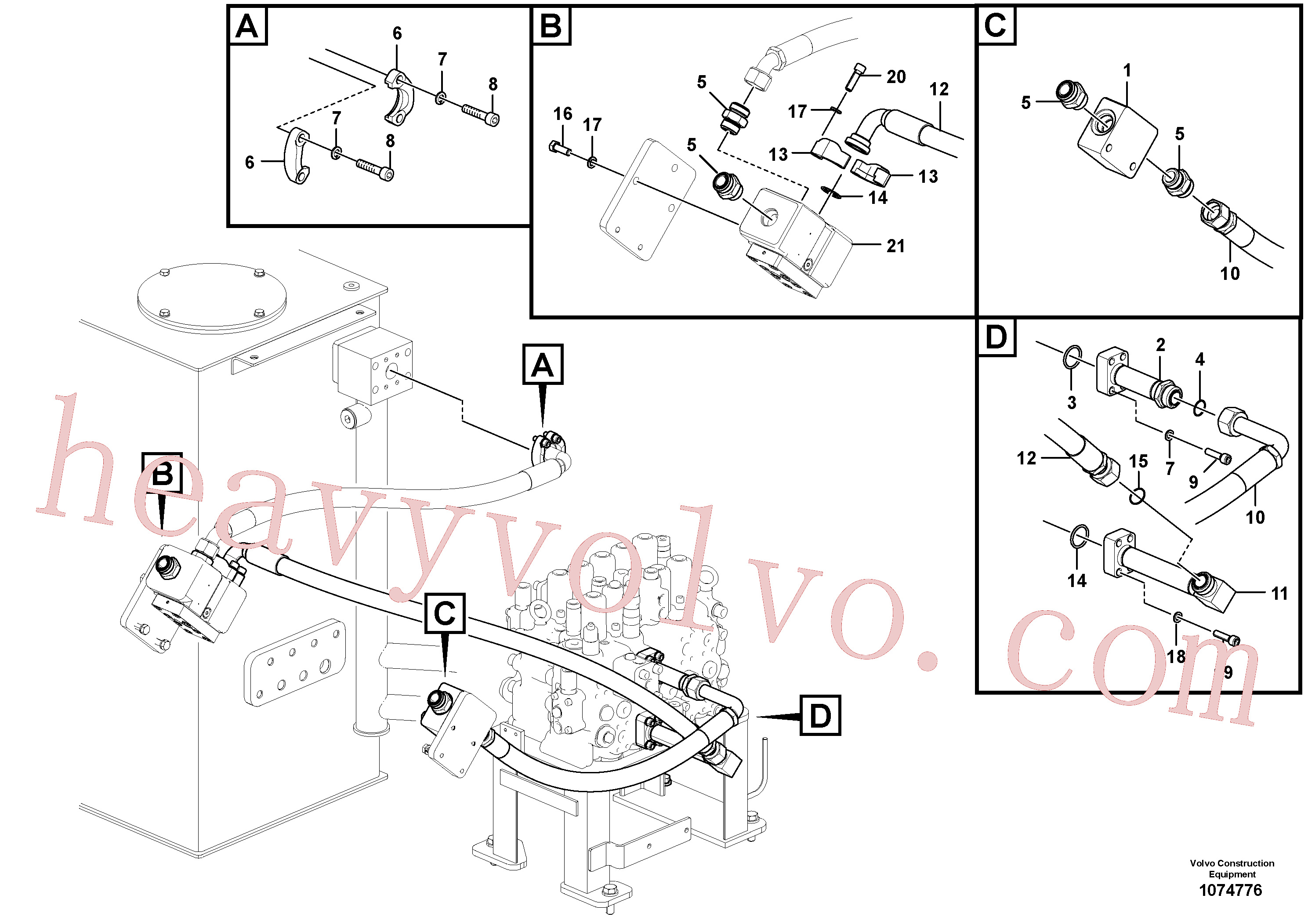 VOE14659246 for Volvo Working hydraulic, hammer and shear for upper(1074776 assembly)