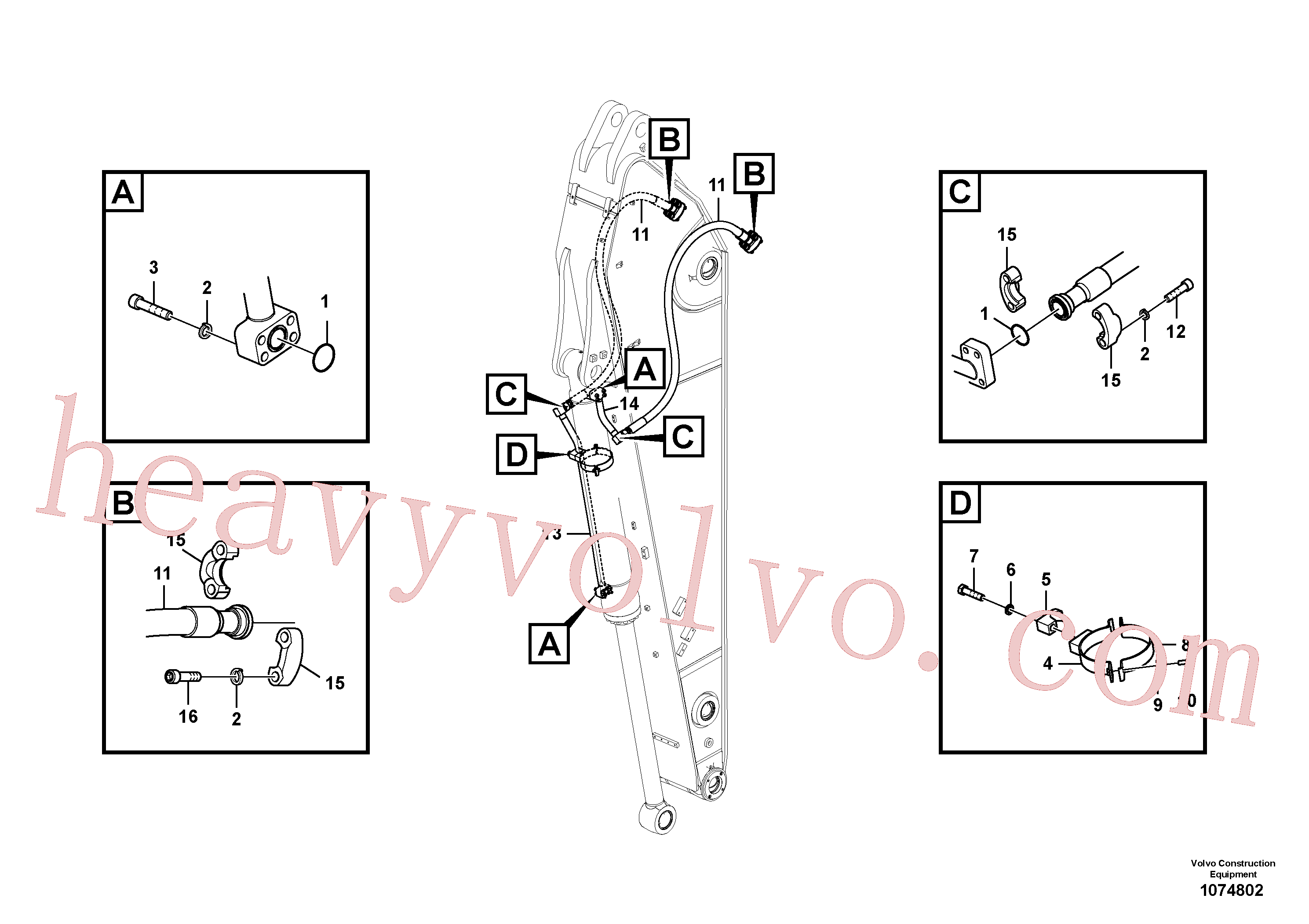 VOE14510705 for Volvo Working hydraulic, bucket cylinder on dipper arm(1074802 assembly)