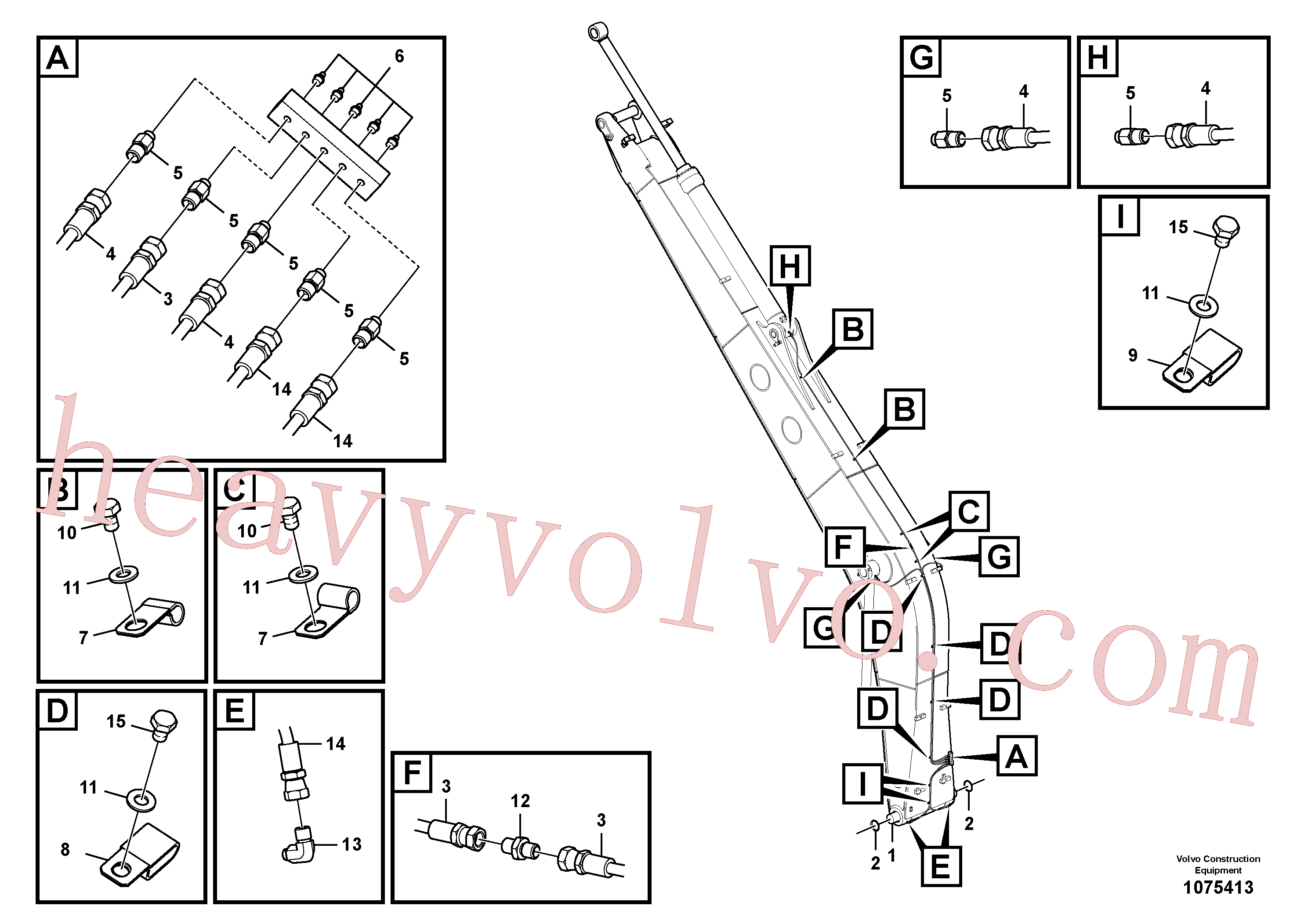 SA9316-11002 for Volvo Boom and grease piping, long reach(1075413 assembly)