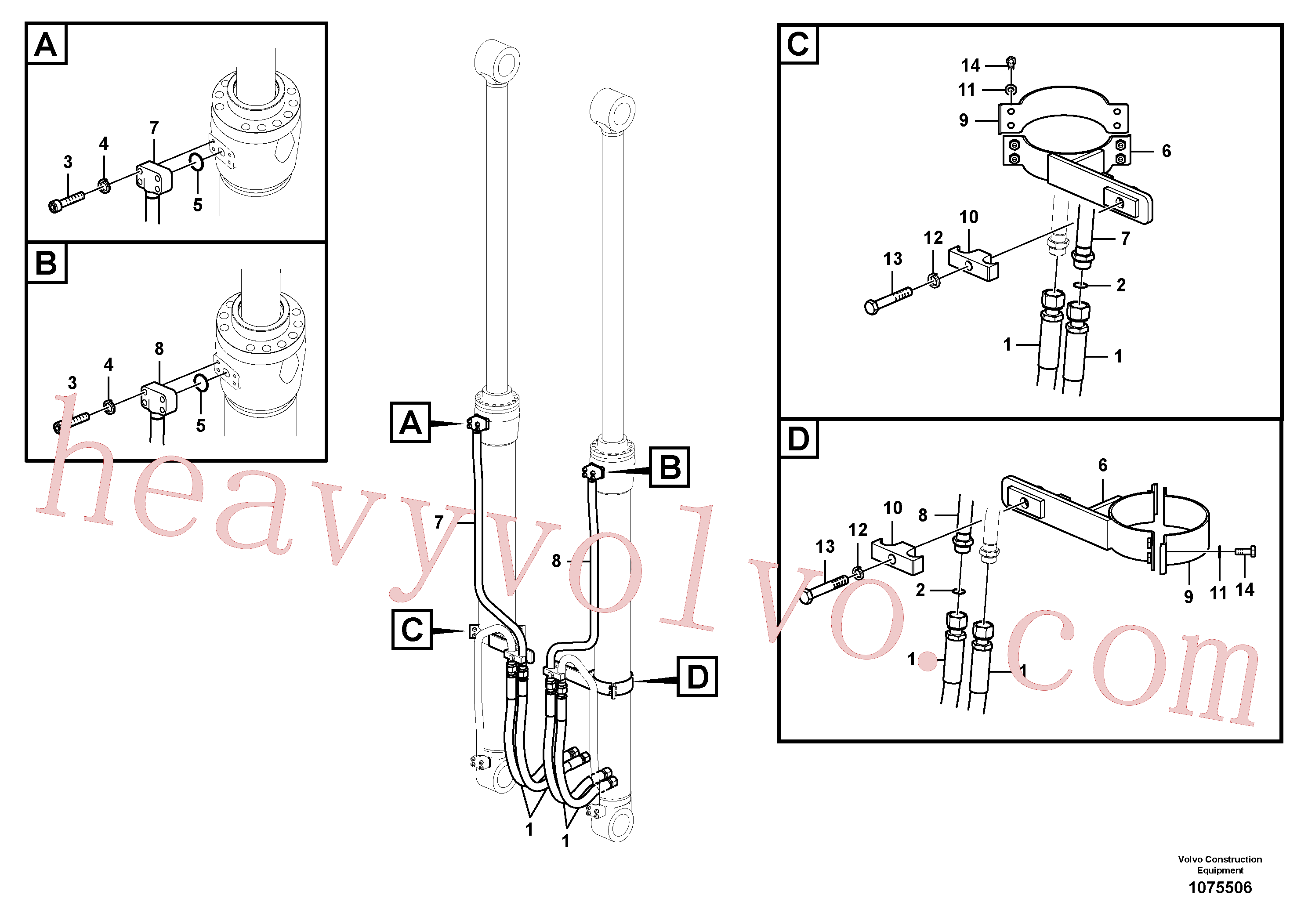 VOE936999 for Volvo Working hydraulic, boom cylinder(1075506 assembly)