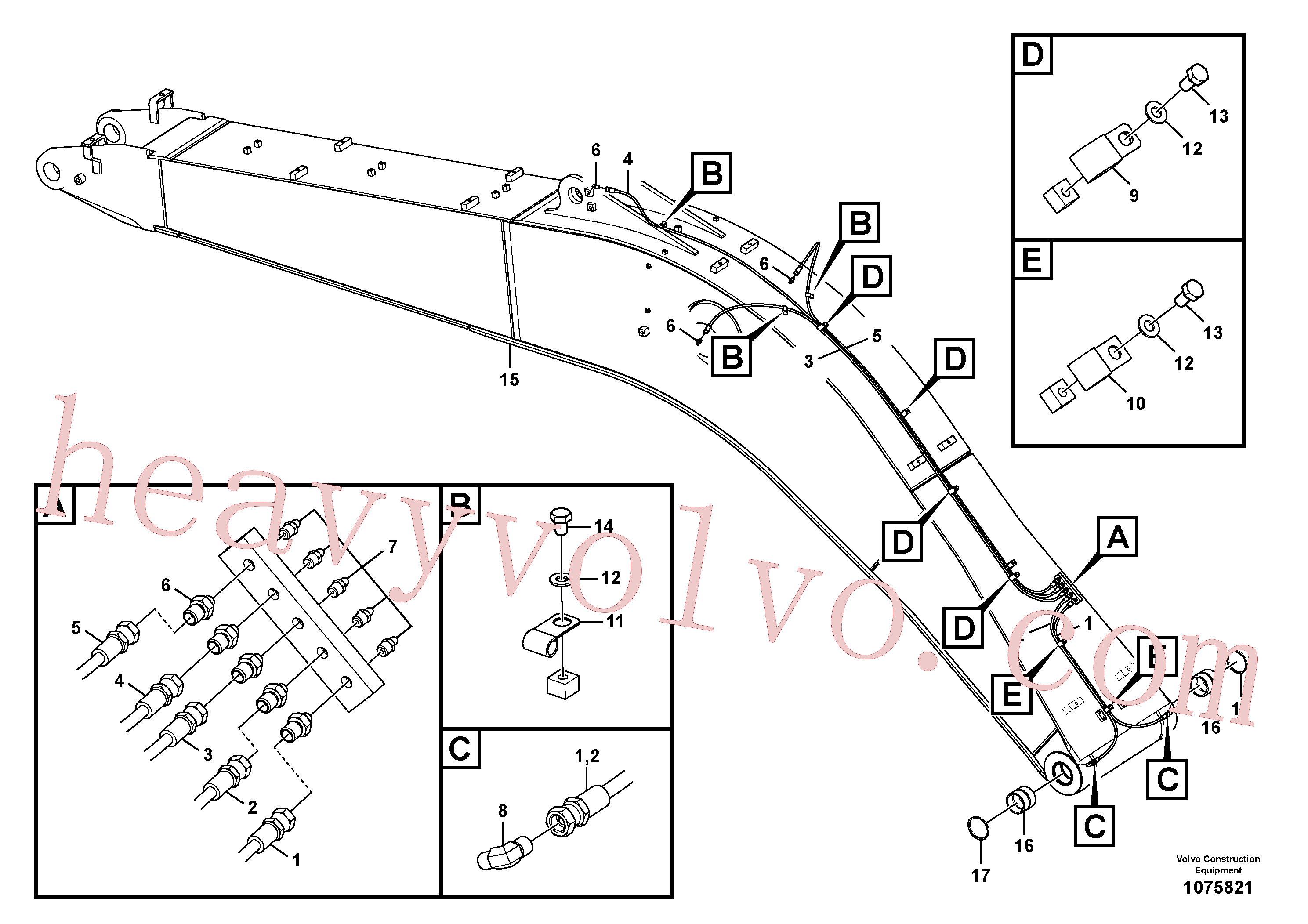 VOE14883786 for Volvo Boom and grease piping(1075821 assembly)