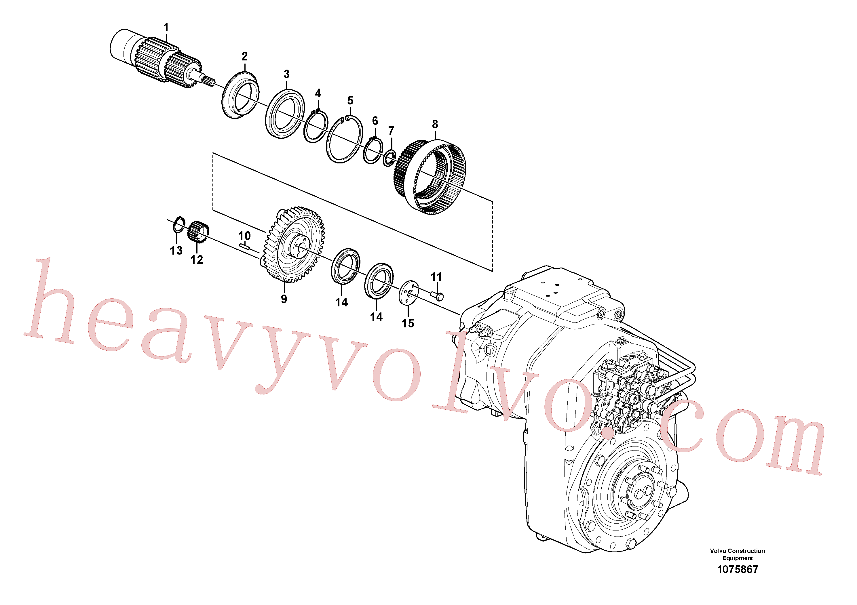 VOE14558057 for Volvo Transfer case, gears and shafts(1075867 assembly)