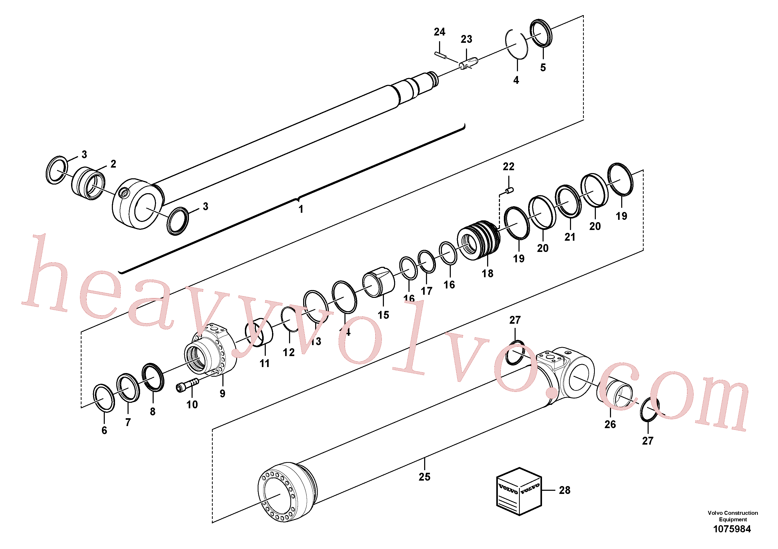 VOE14502915 for Volvo Dipper arm cylinder(1075984 assembly)