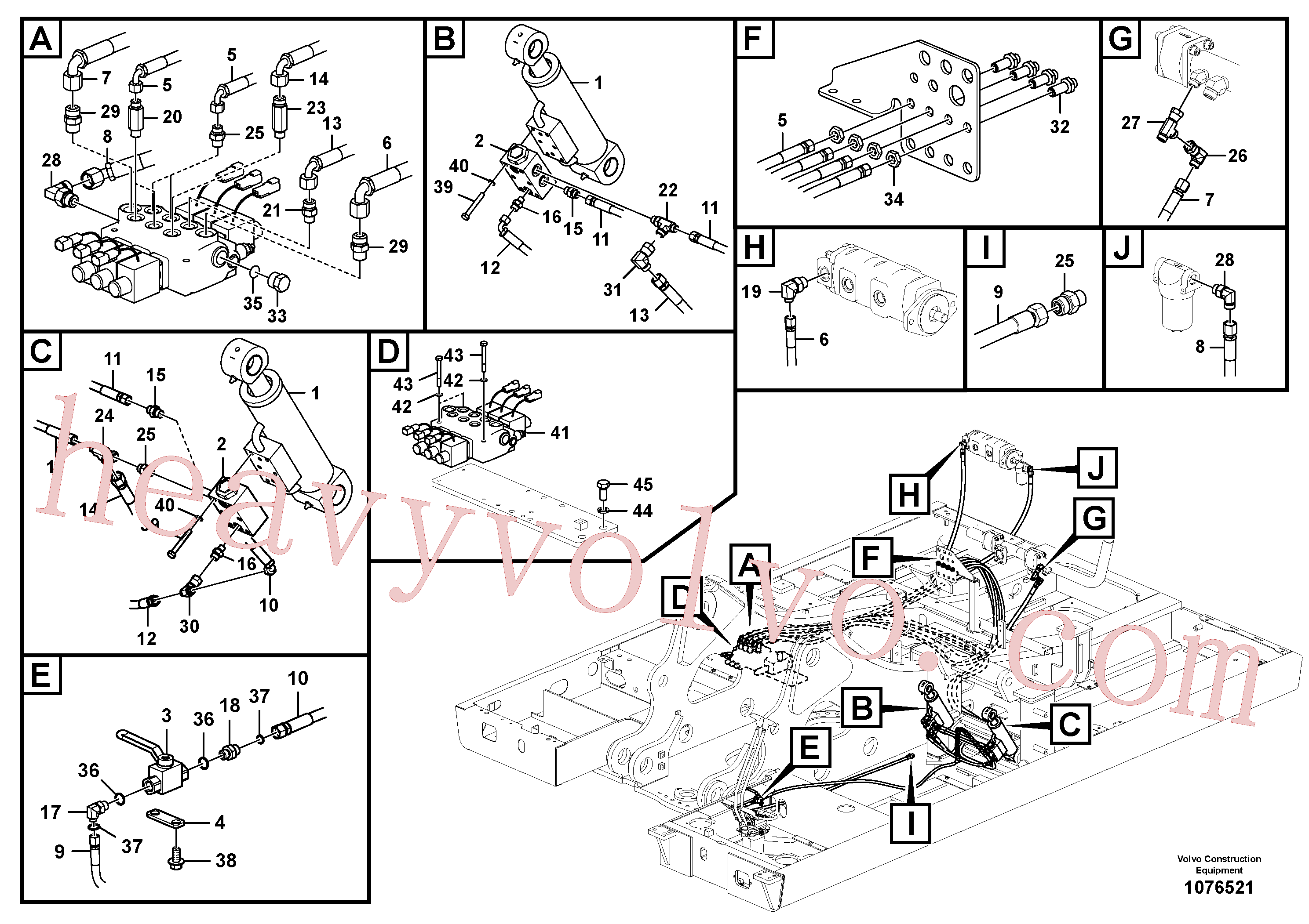 VOE937565 for Volvo Hydraulic system, cab tilt(1076521 assembly)