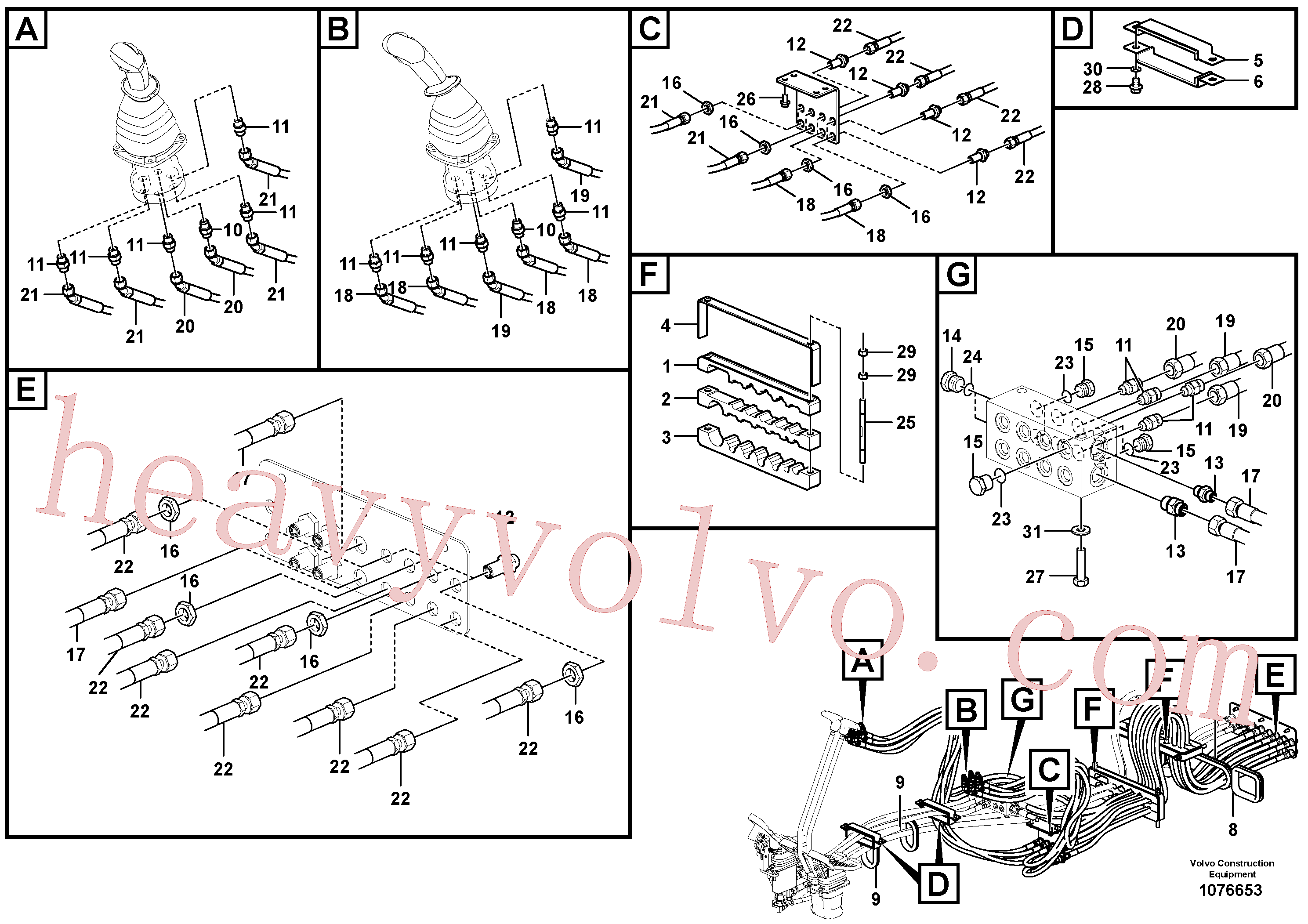 VOE14595253 for Volvo Servo system, control valve to remote control valve pedal(1076653 assembly)