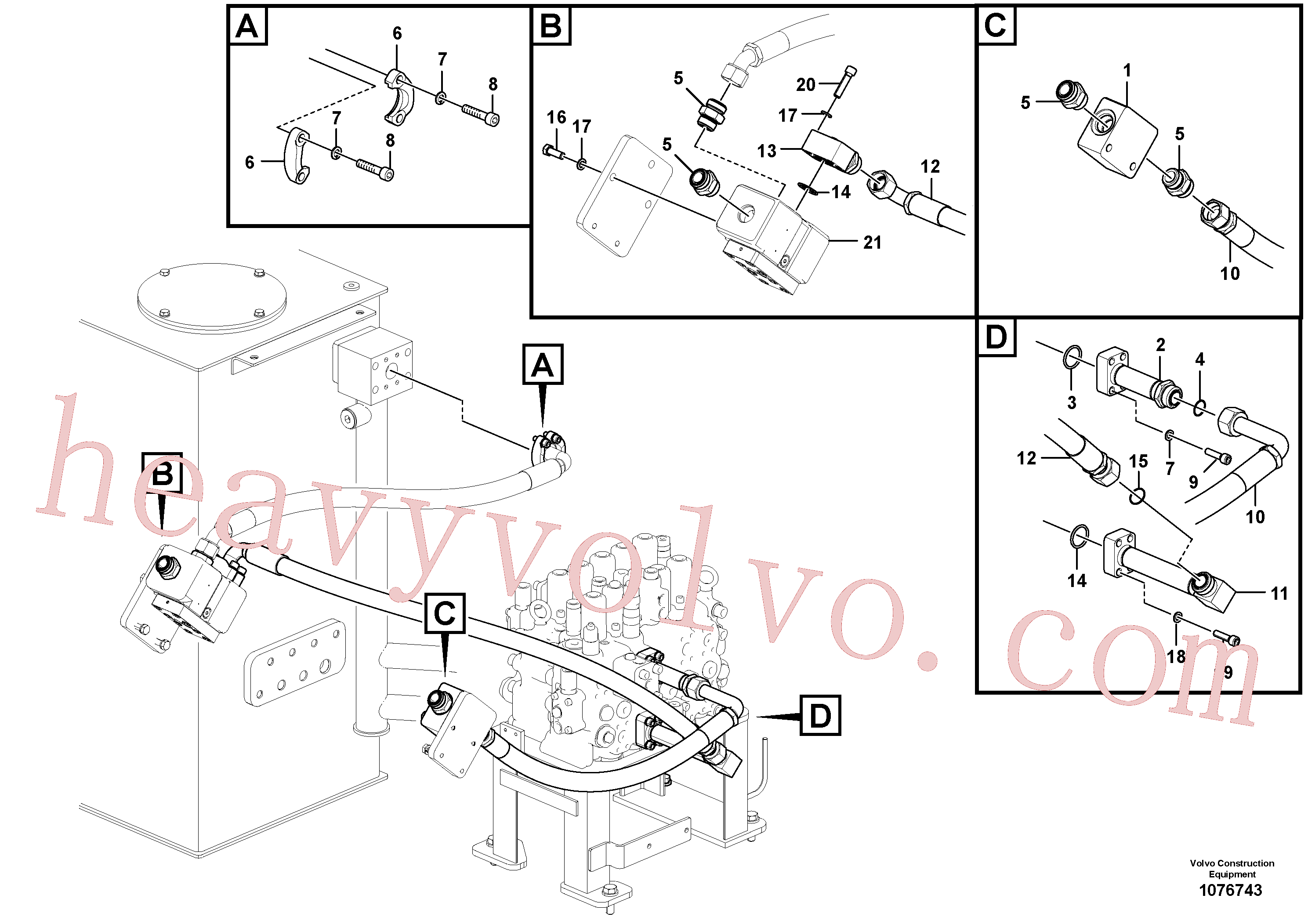 VOE14659246 for Volvo Working hydraulic, hammer and shear for upper(1076743 assembly)