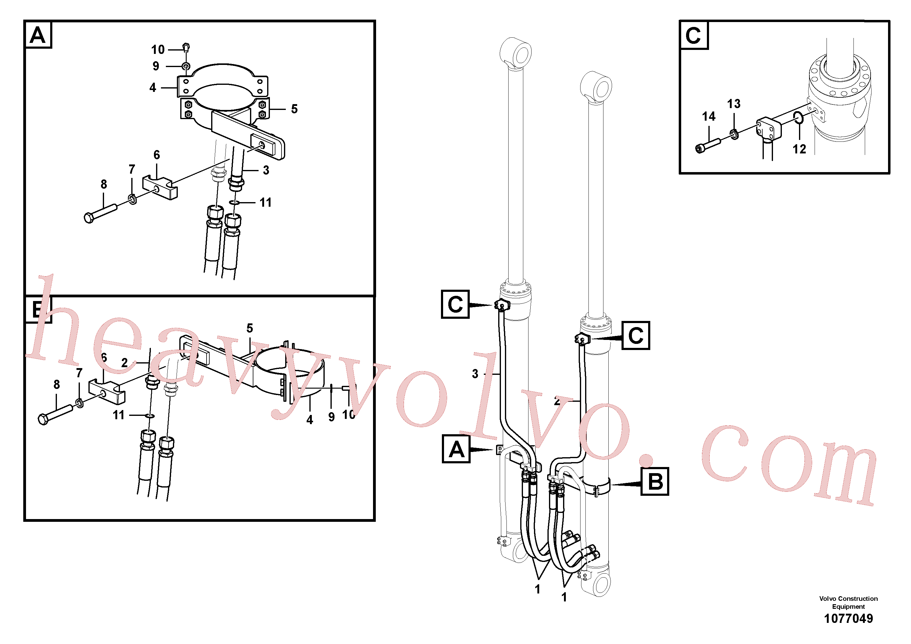 VOE14677636 for Volvo Working hydraulic, boom cylinder(1077049 assembly)