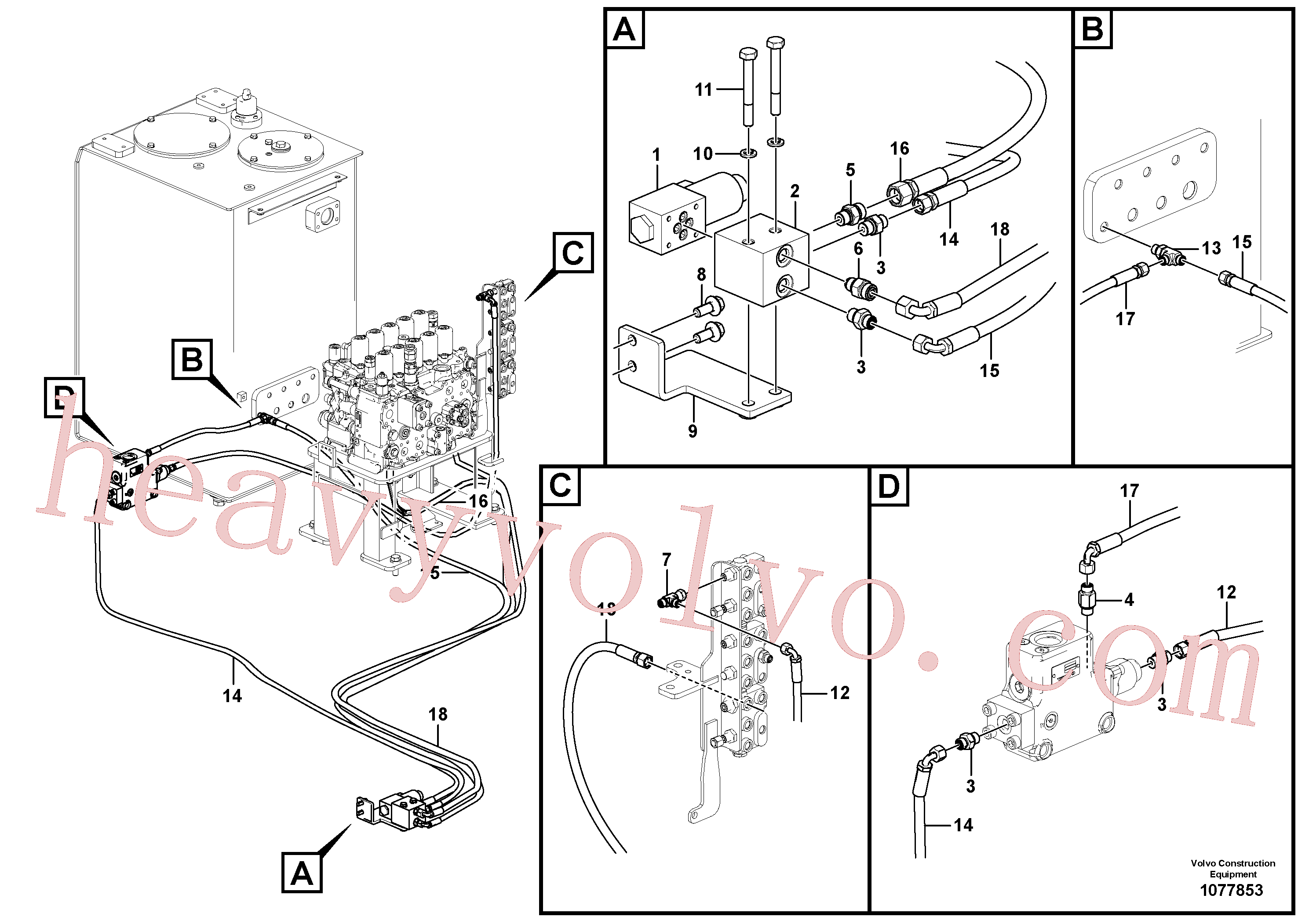 VOE937585 for Volvo Servo system, control valve to remote control valve pedal(1077853 assembly)