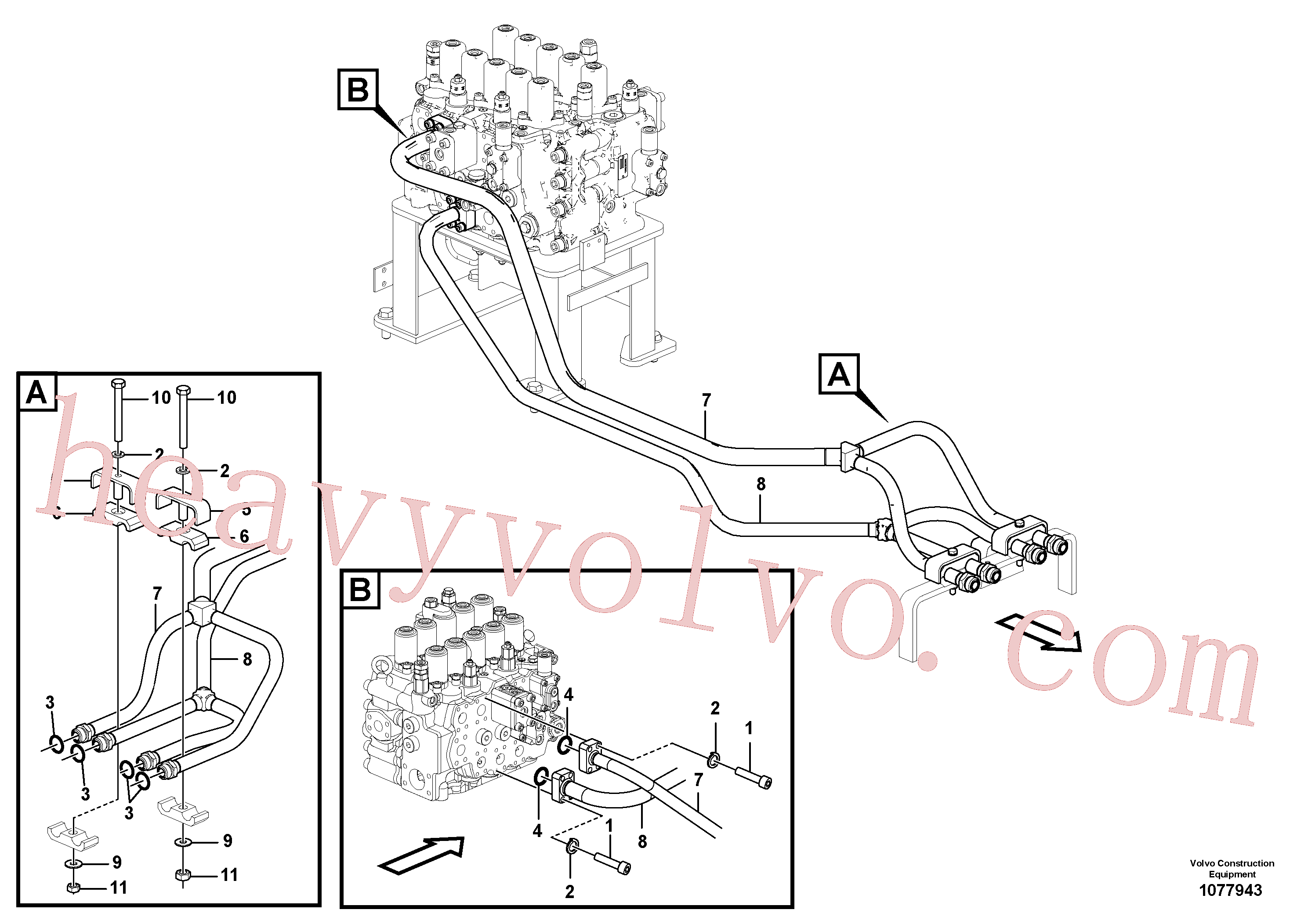 SA1142-01260 for Volvo Hydraulic system, control valve to boom and swing(1077943 assembly)