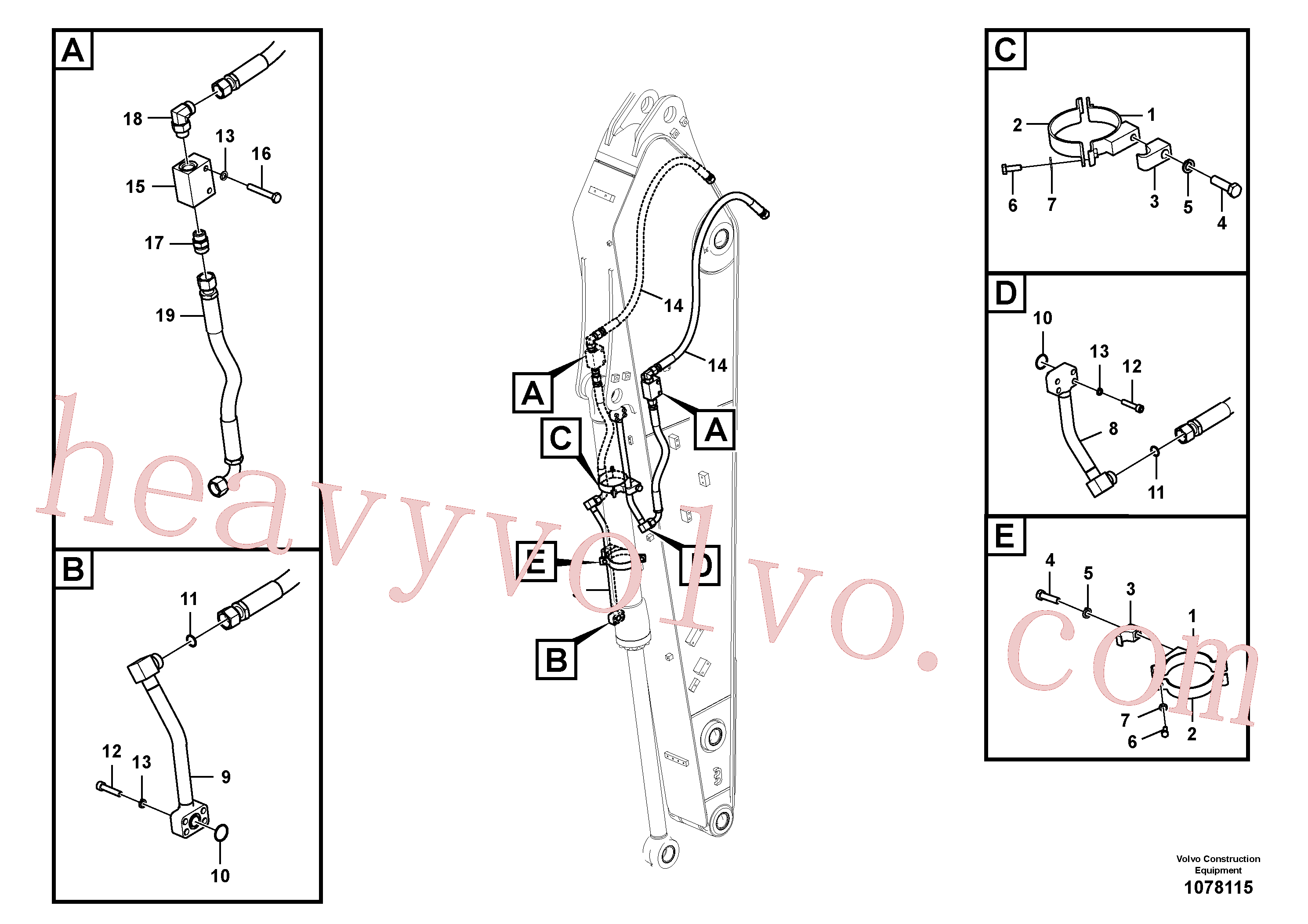 VOE936354 for Volvo Working hydraulic, bucket cylinder on dipper arm(1078115 assembly)