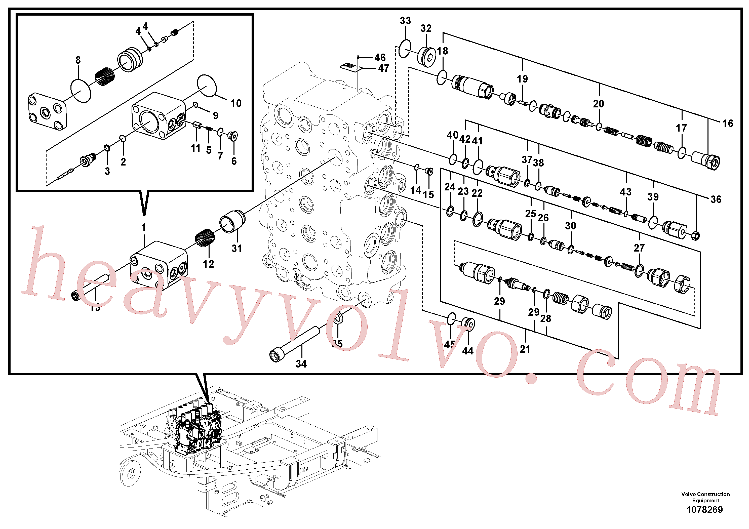 VOE14883844 for Volvo Main control valve(1078269 assembly)