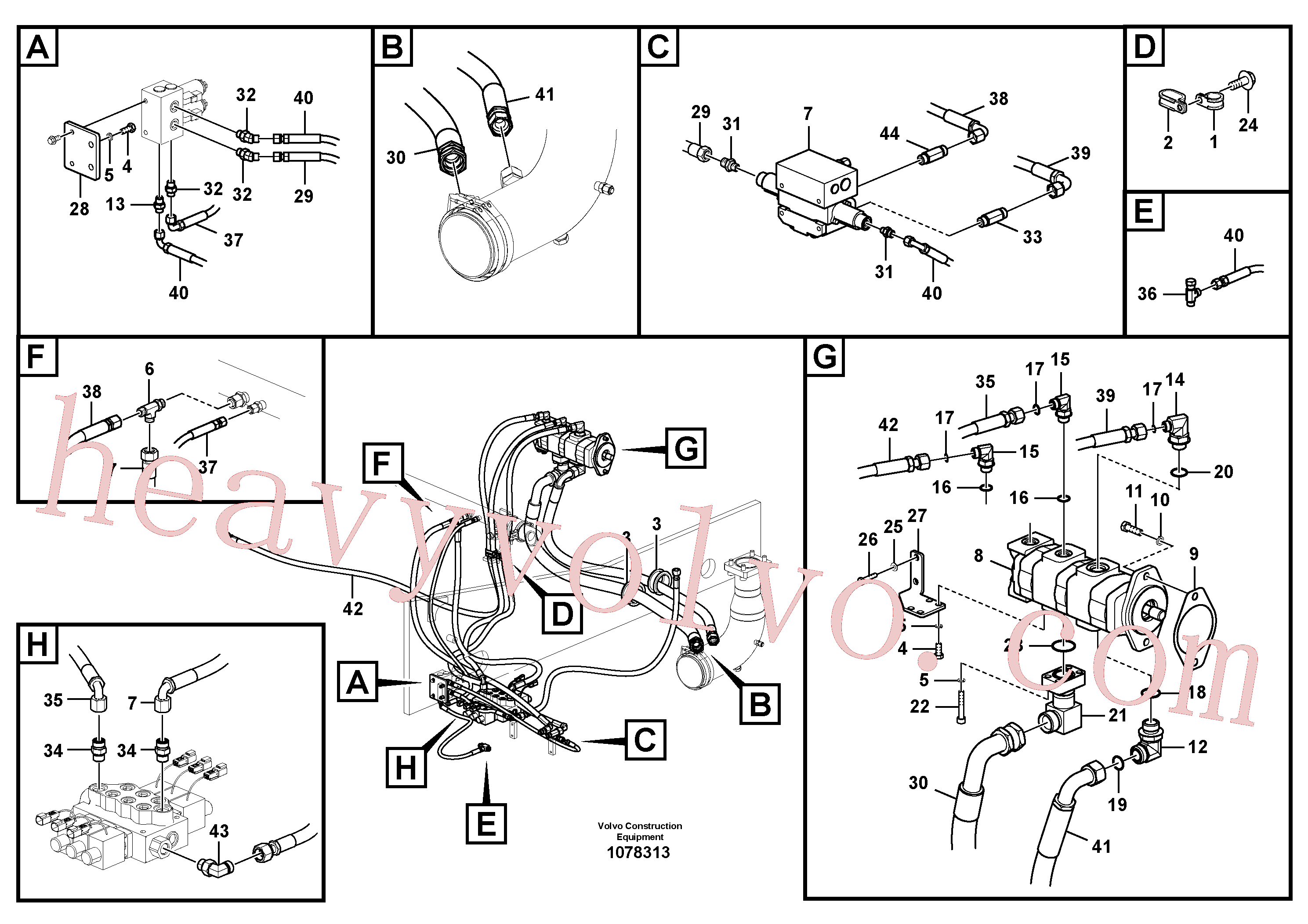 VOE938335 for Volvo Working hydraulic, slope and rotator on upper frame(1078313 assembly)