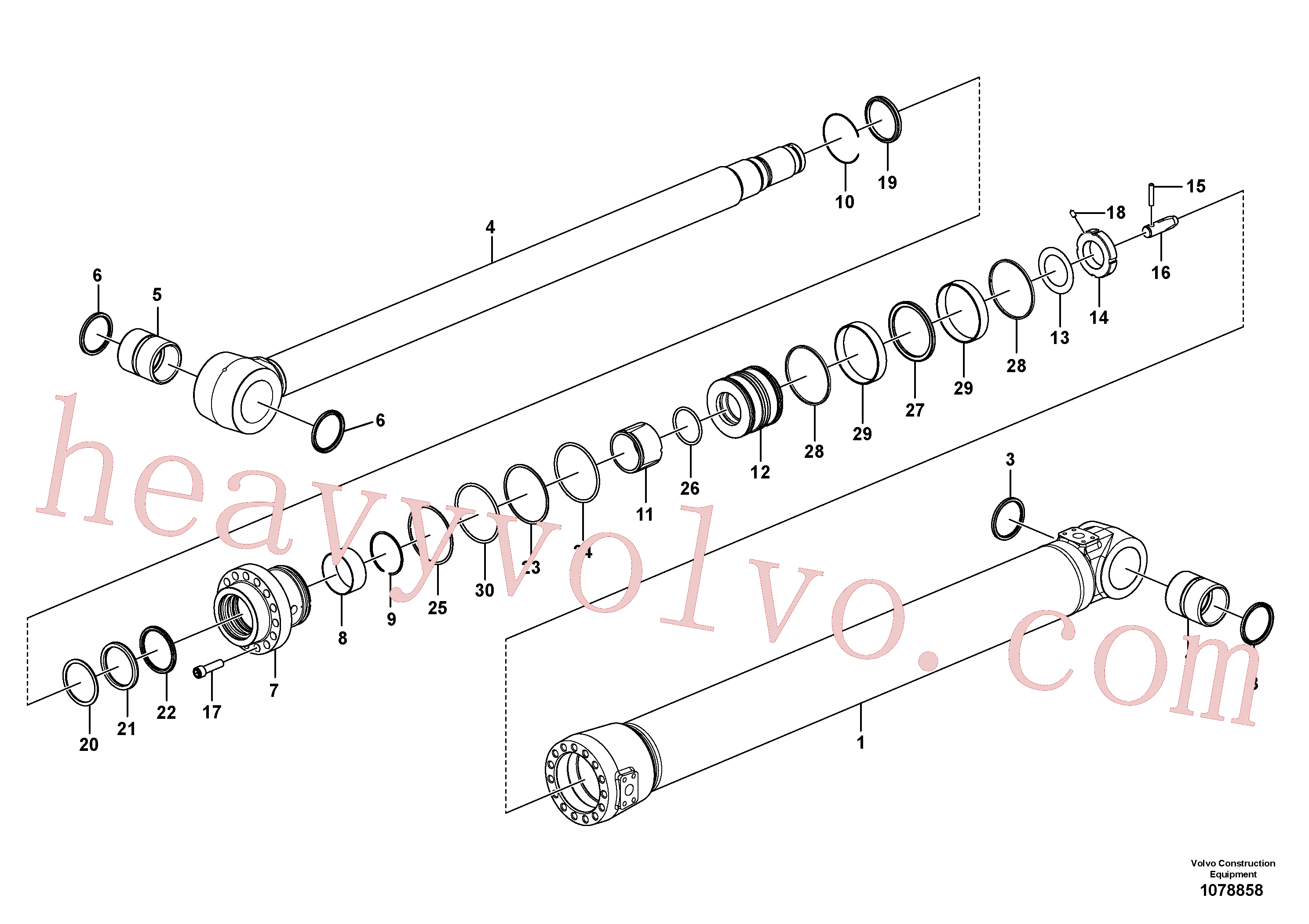 SA9563-20751 for Volvo Dipper arm cylinder(1078858 assembly)