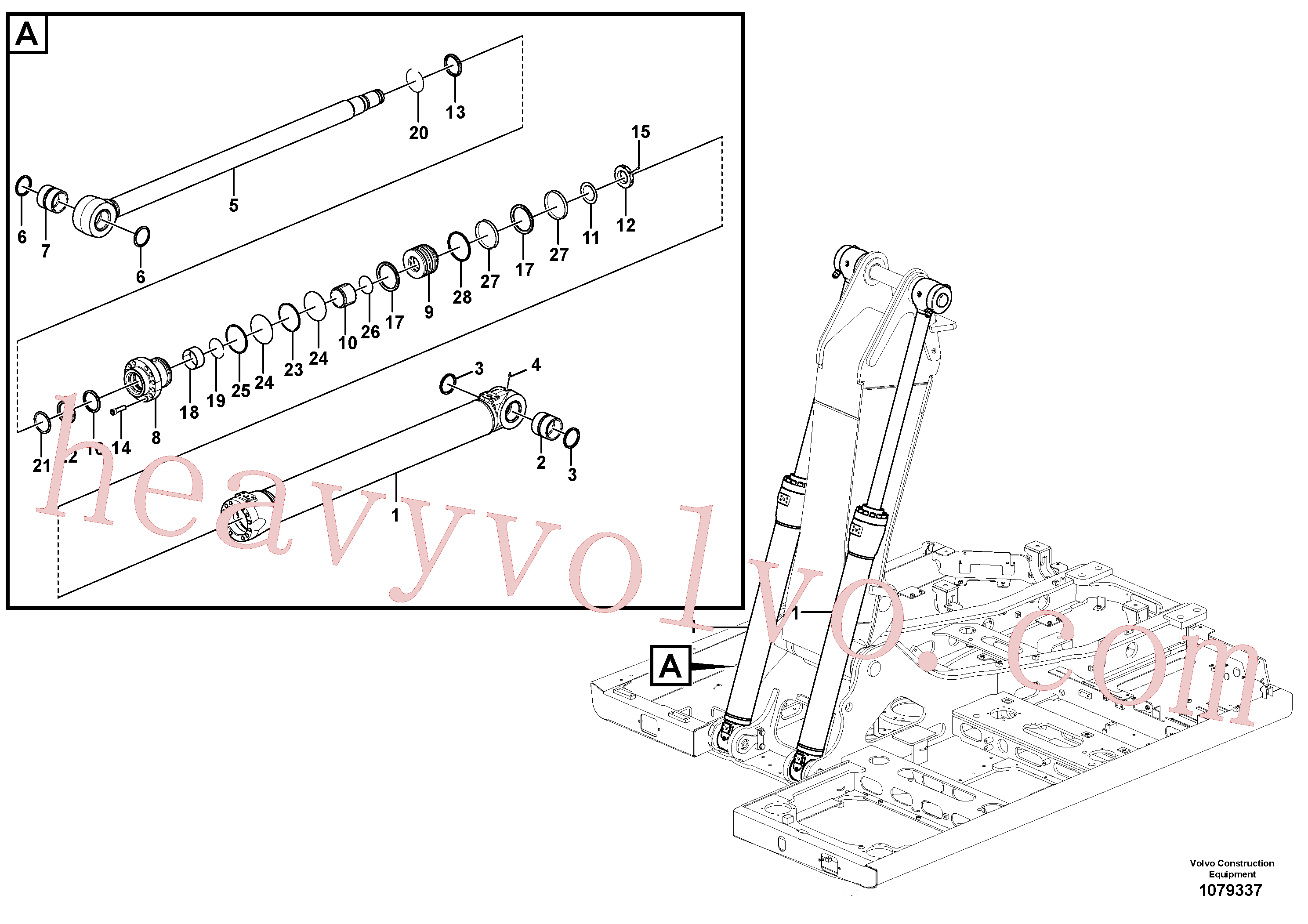 SA9612-07040 for Volvo Boom cylinder, adjustable 1st(1079337 assembly)