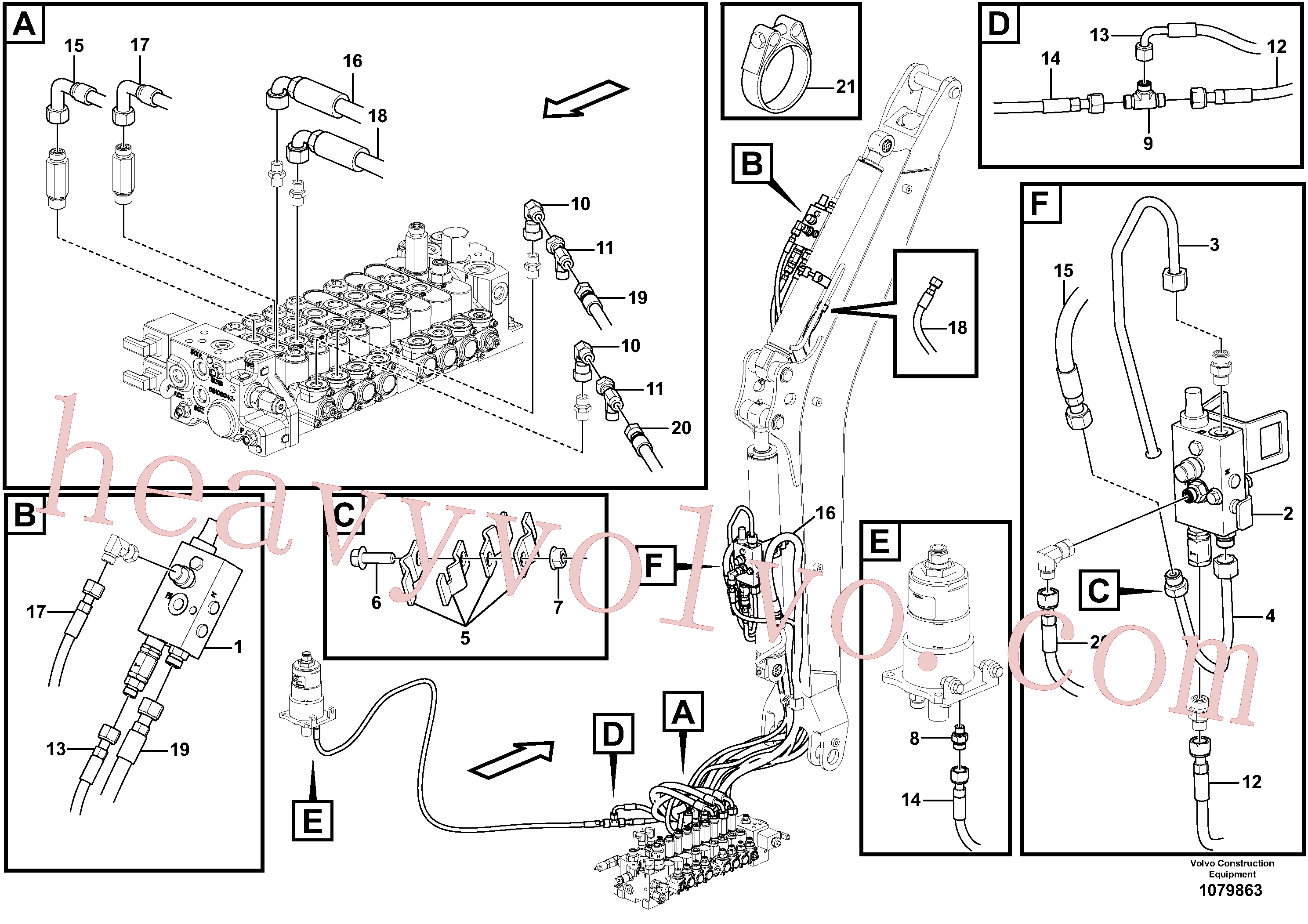 VOE15619491 for Volvo Working hydraulic, dipper arm cylinder on boom.(1079863 assembly)