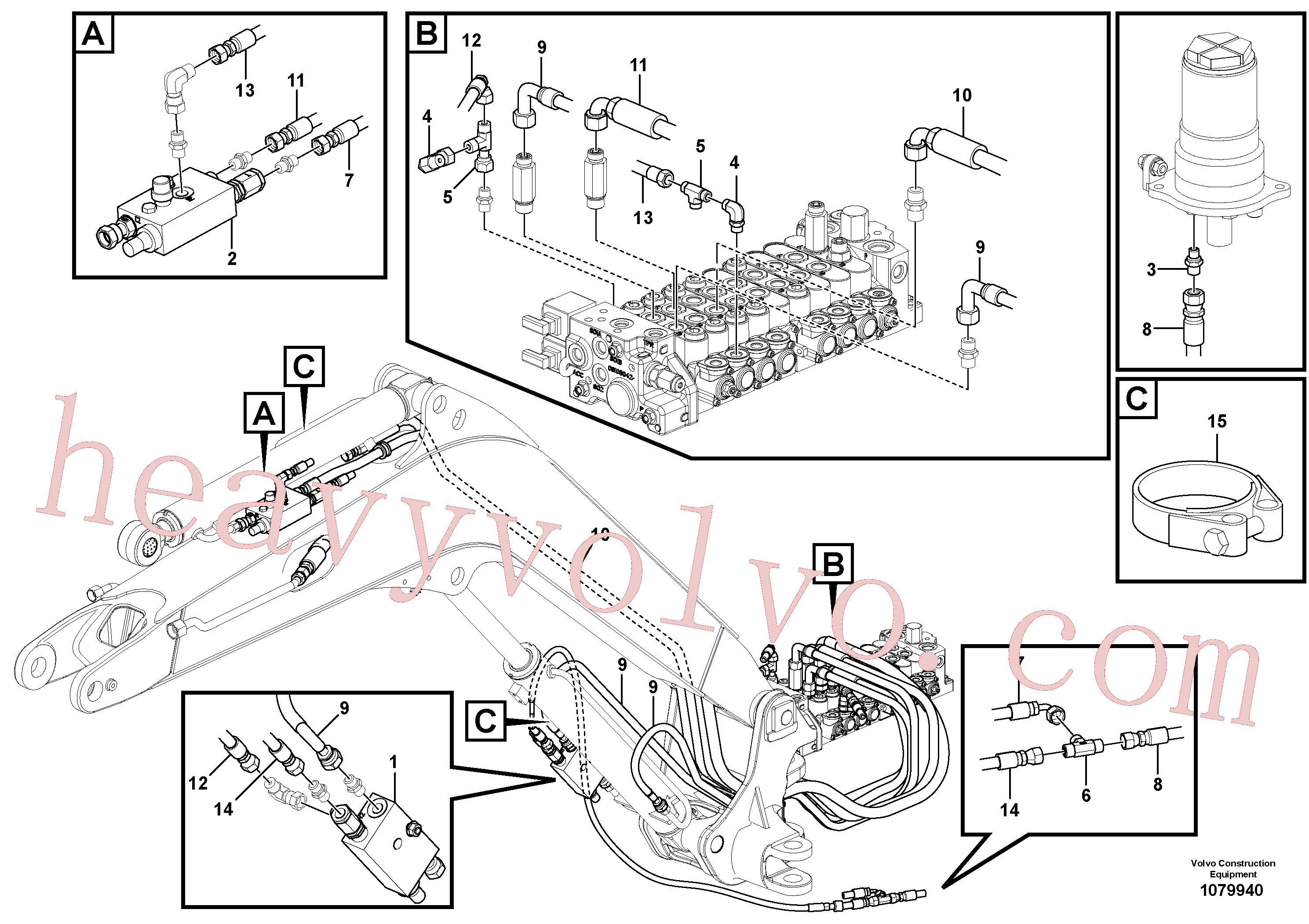 VOE15114421 for Volvo Working hydraulic, dipper arm cylinder on boom.(1079940 assembly)