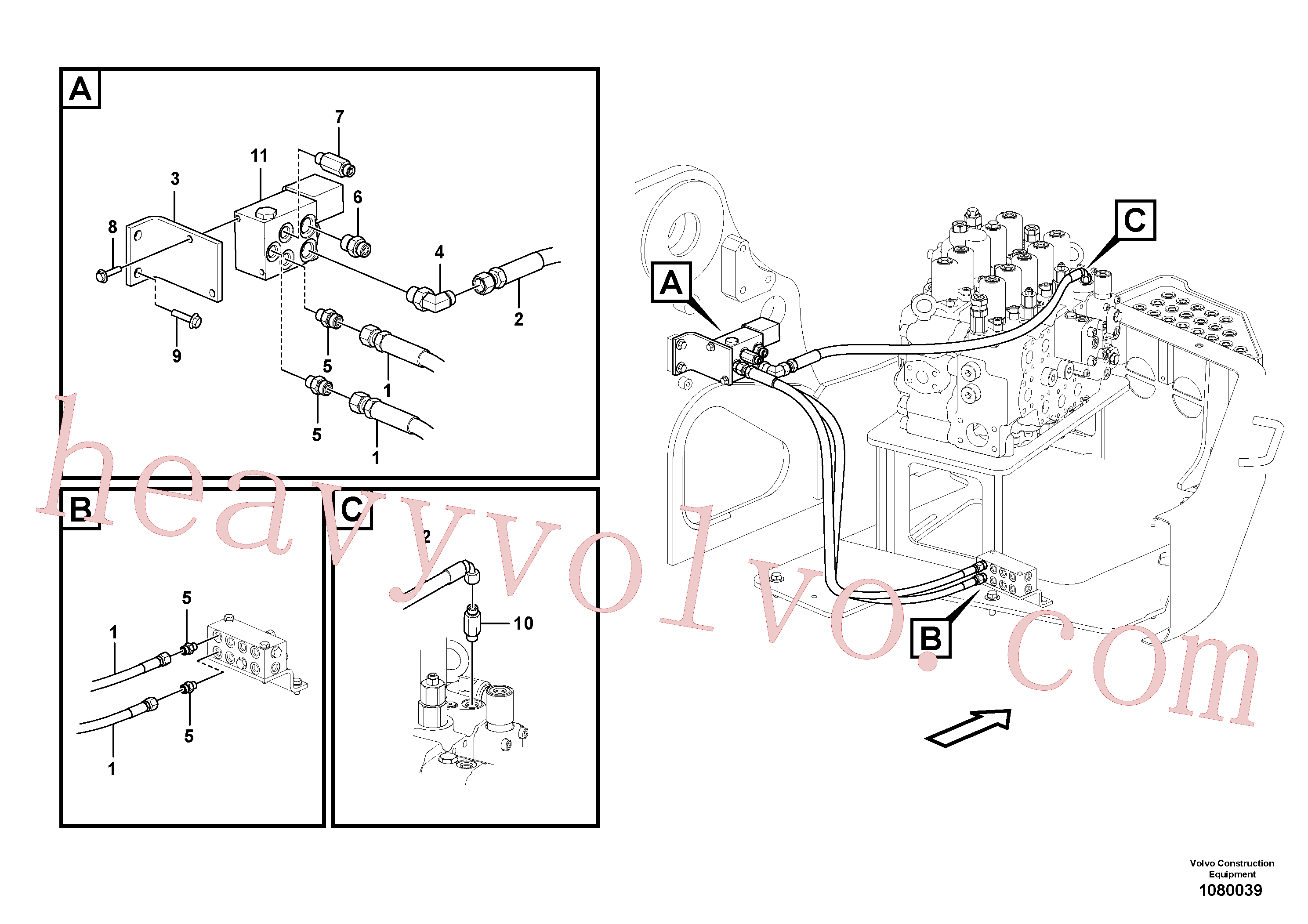 VOE14555859 for Volvo Working hydraulic, quick fit on upper frame(1080039 assembly)