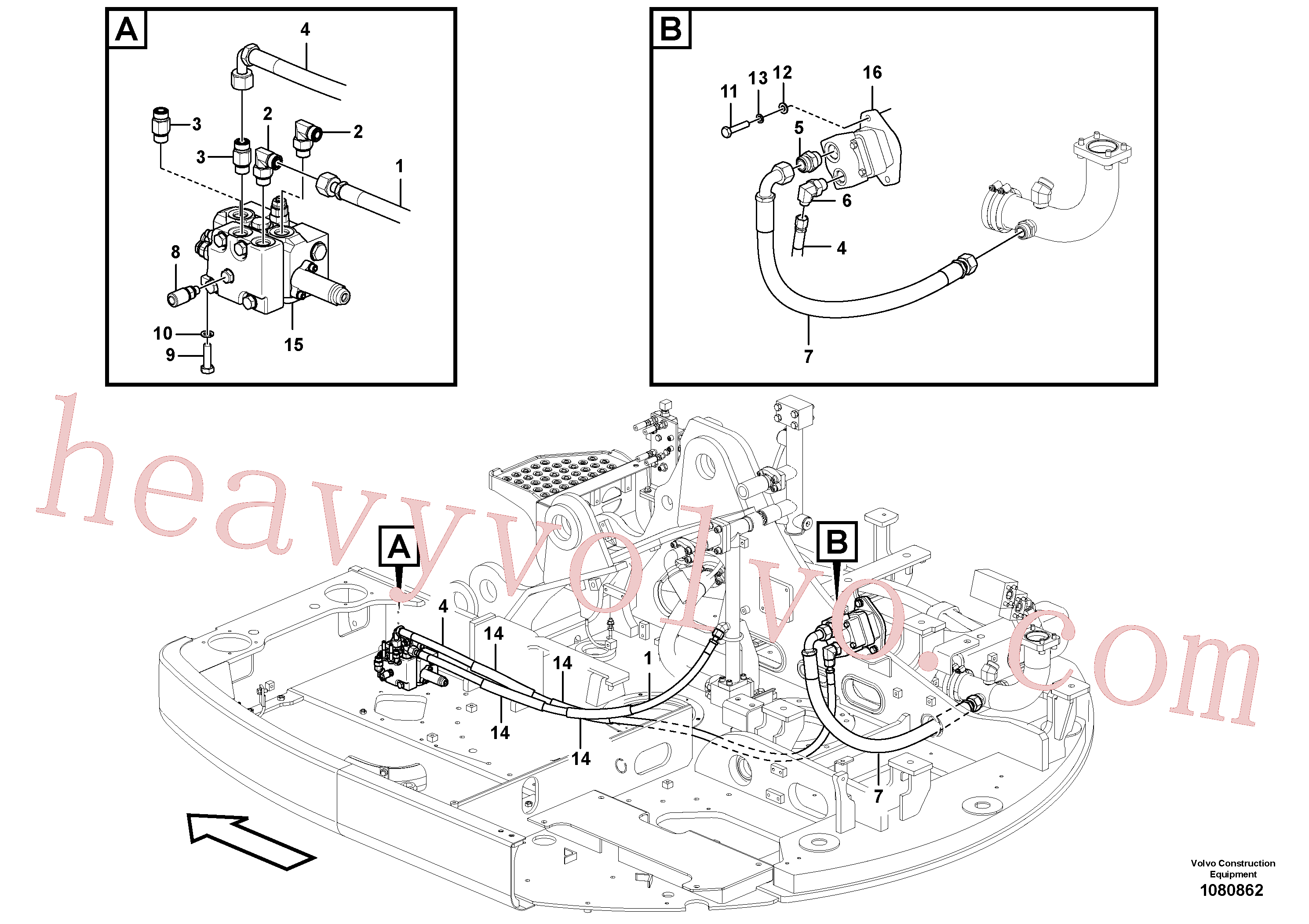 VOE937991 for Volvo Working hydraulic, slope and rotator on upper frame(1080862 assembly)