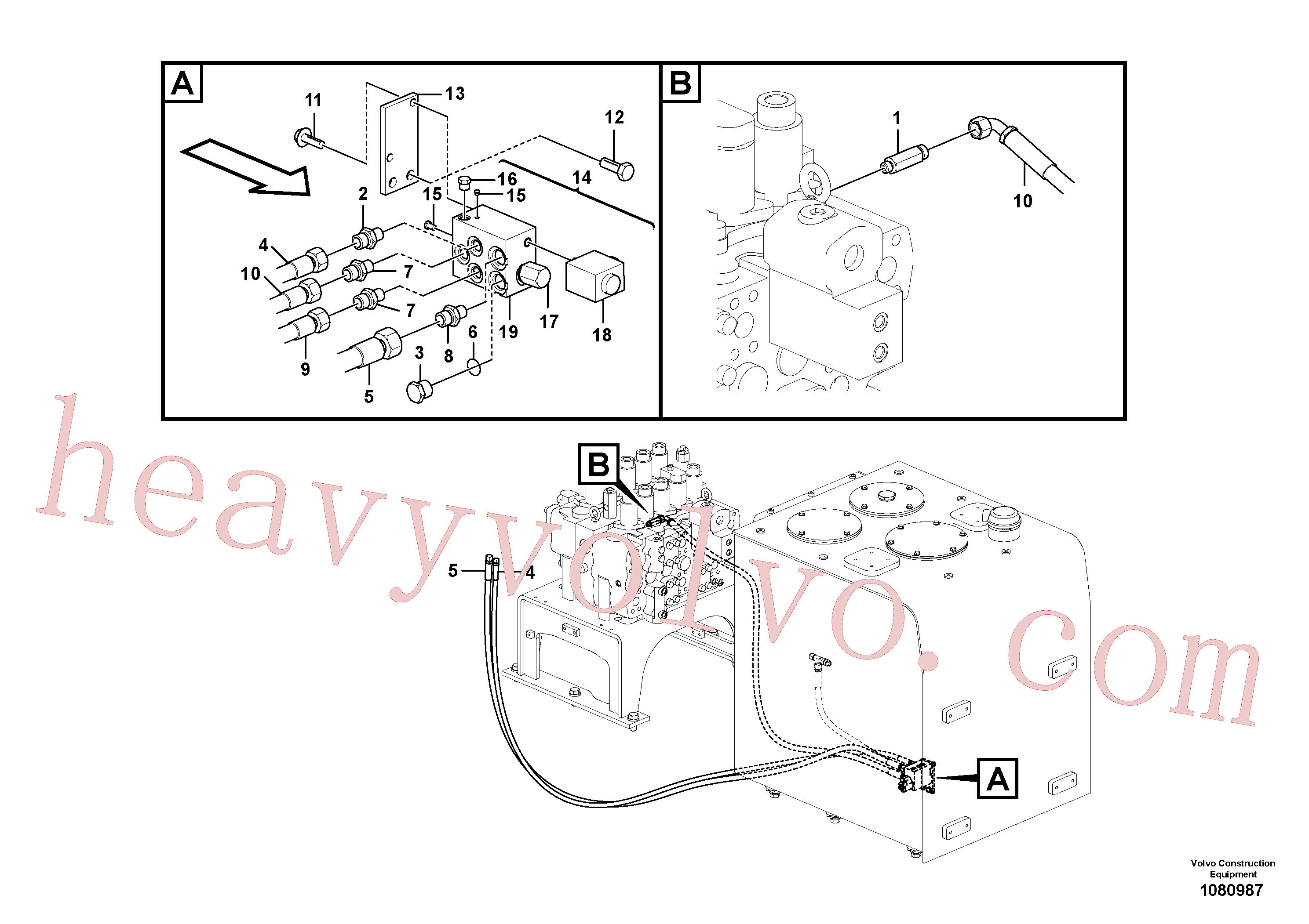 VOE15108816 for Volvo Working hydraulic, quick fit on upper frame(1080987 assembly)