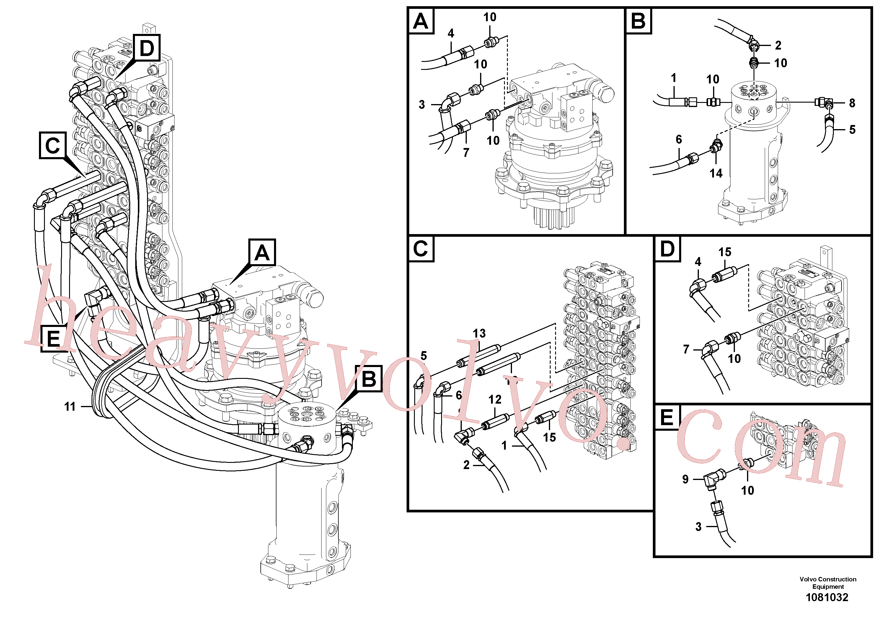 VOE14691027 for Volvo Turning joint line, control valve to turning joint(1081032 assembly)