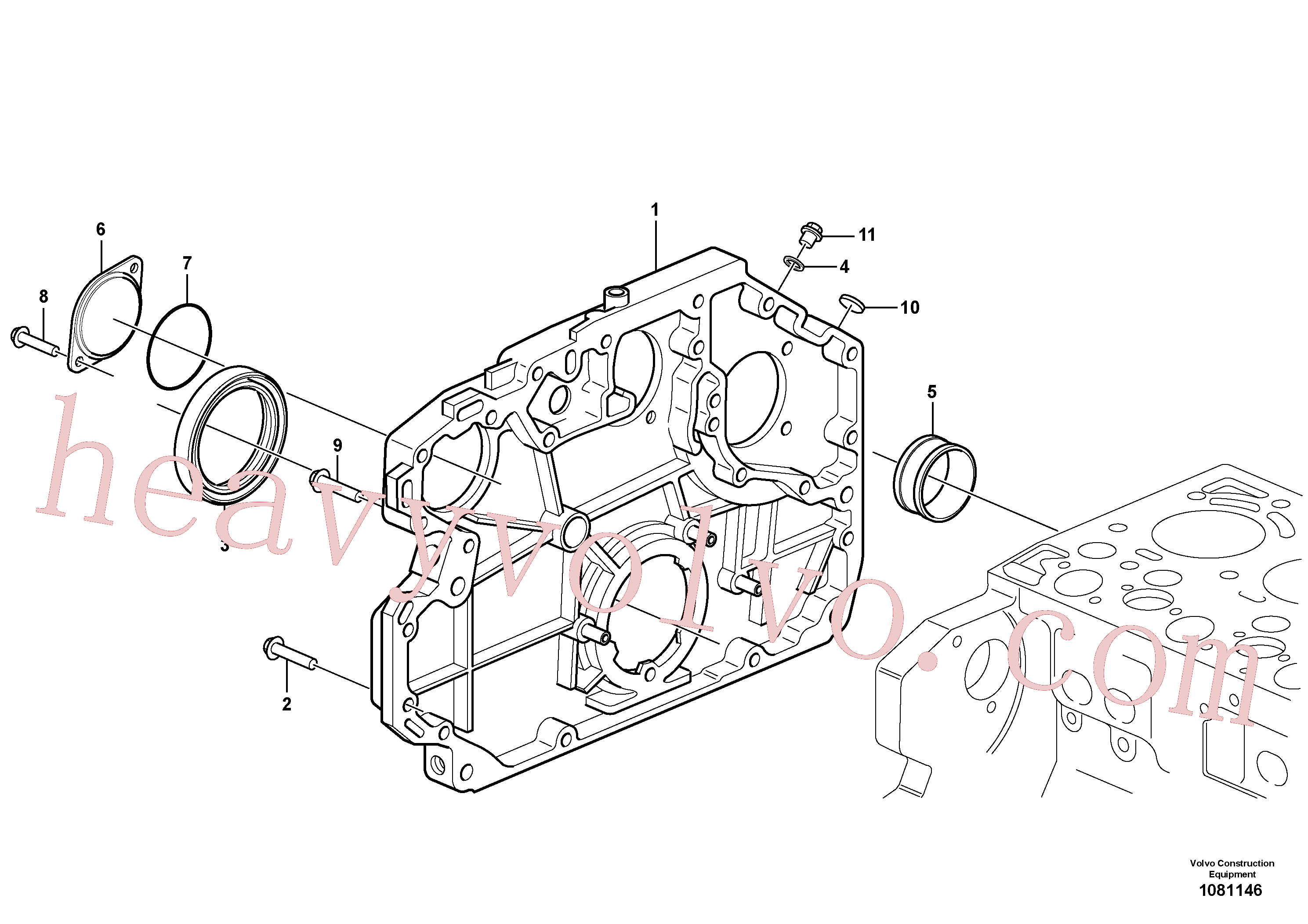 VOE20405652 for Volvo Timing gear casing(1081146 assembly)