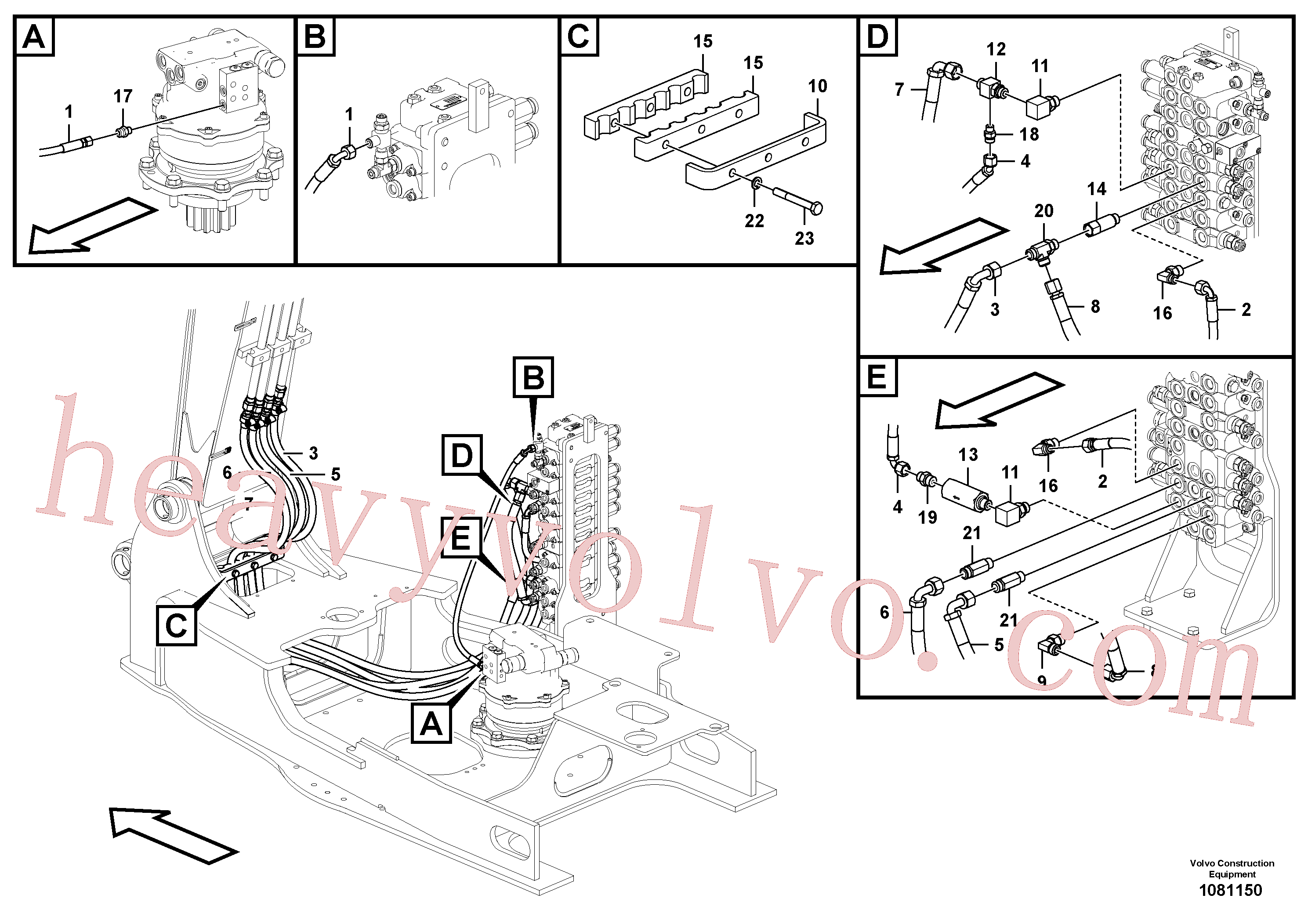 VOE936495 for Volvo Hydraulic system, control valve to boom and swing(1081150 assembly)